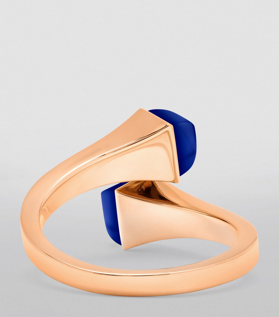 Midi Rose Gold, Diamond and Lapis Lazuli Cleo Ring ROSE GOLD Image 3