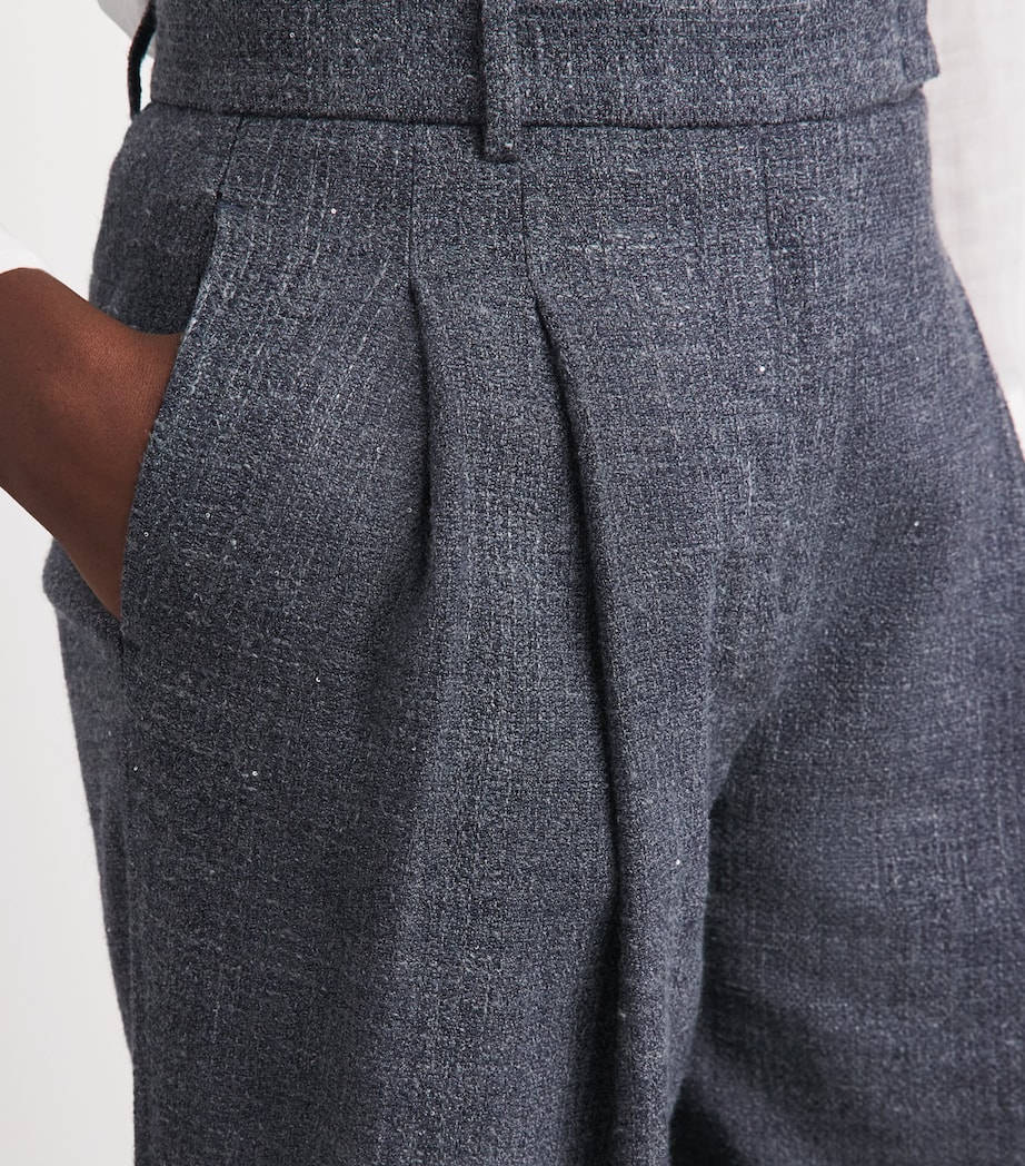 Eleventy Womens Wool-Linen-Blend Straight Trousers Blu Image 3