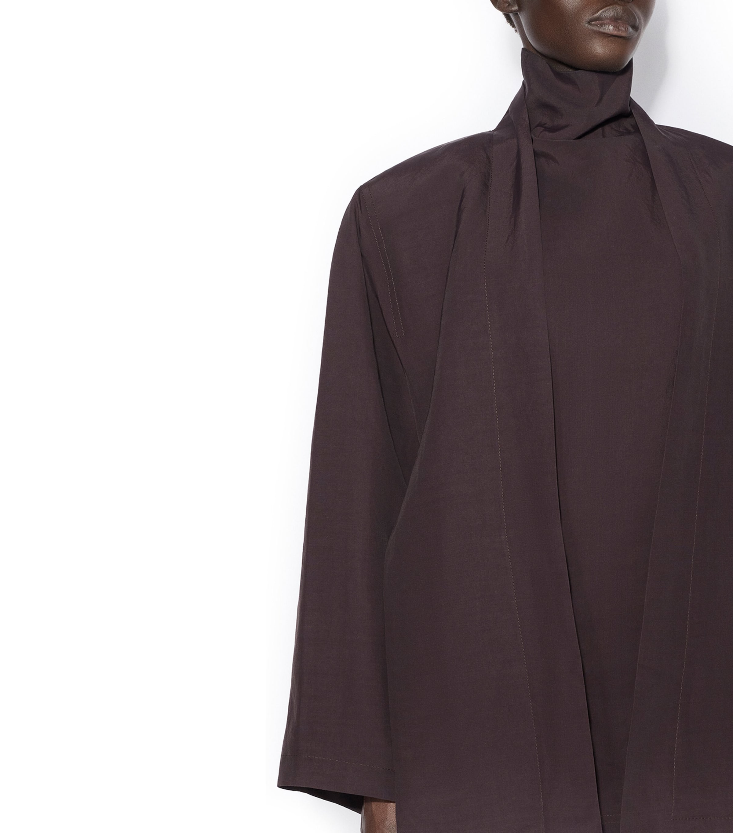 Alaïa Womens Paper-Blend Straight Jacket Aubergine Image 4