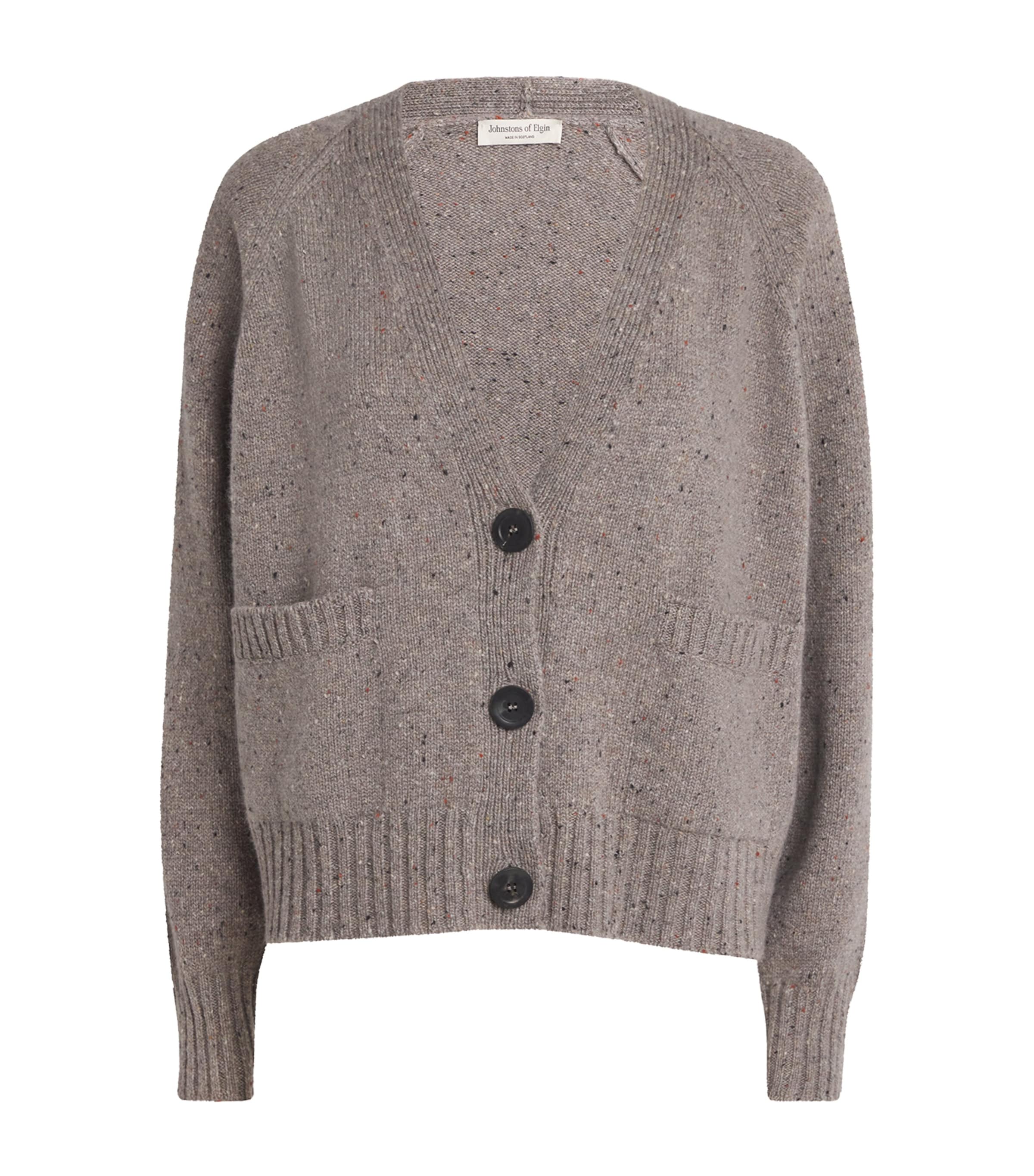 Johnstons Of Elgin Donegal Cashmere Relaxed Cardigan In Gray