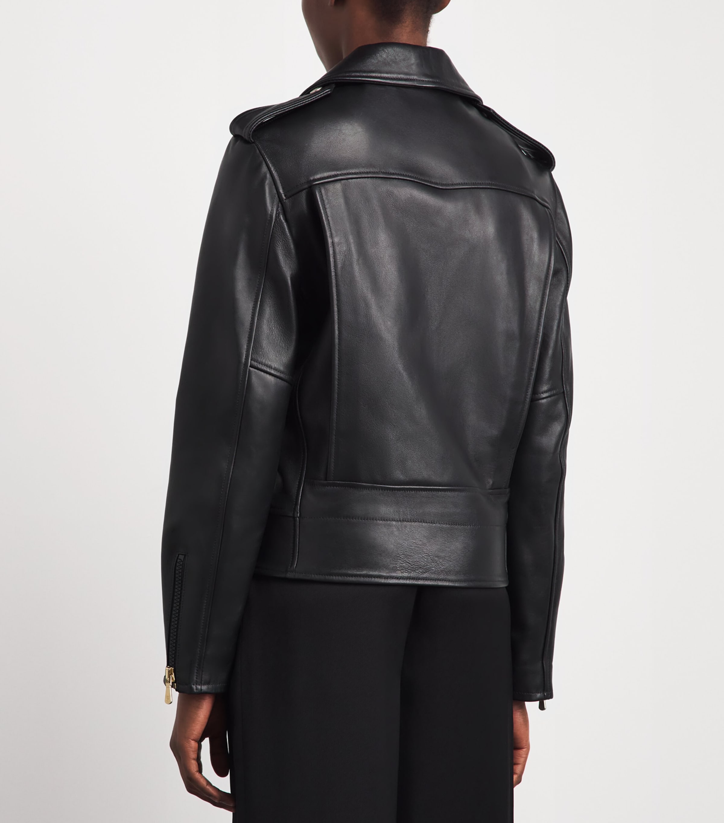 Eleventy Womens Biker Leather Jacket Nero Image 5