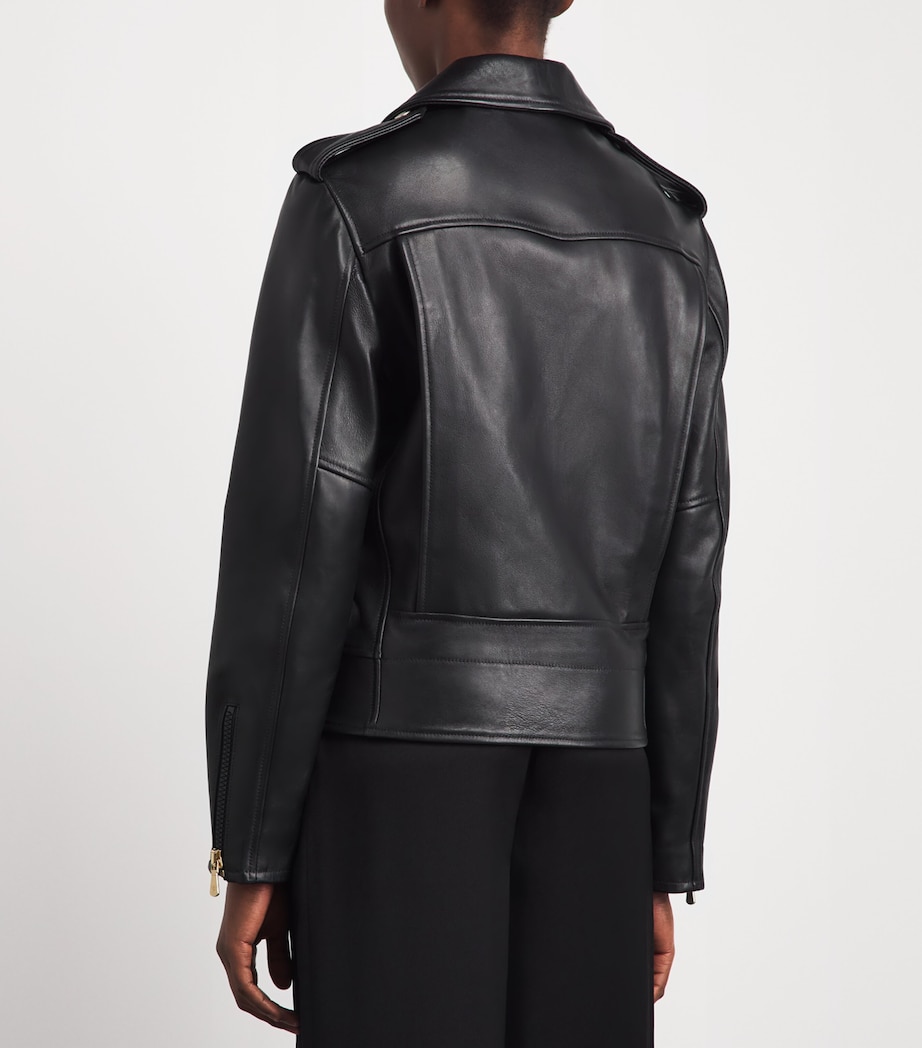 Eleventy Womens Biker Leather Jacket Nero Image 5