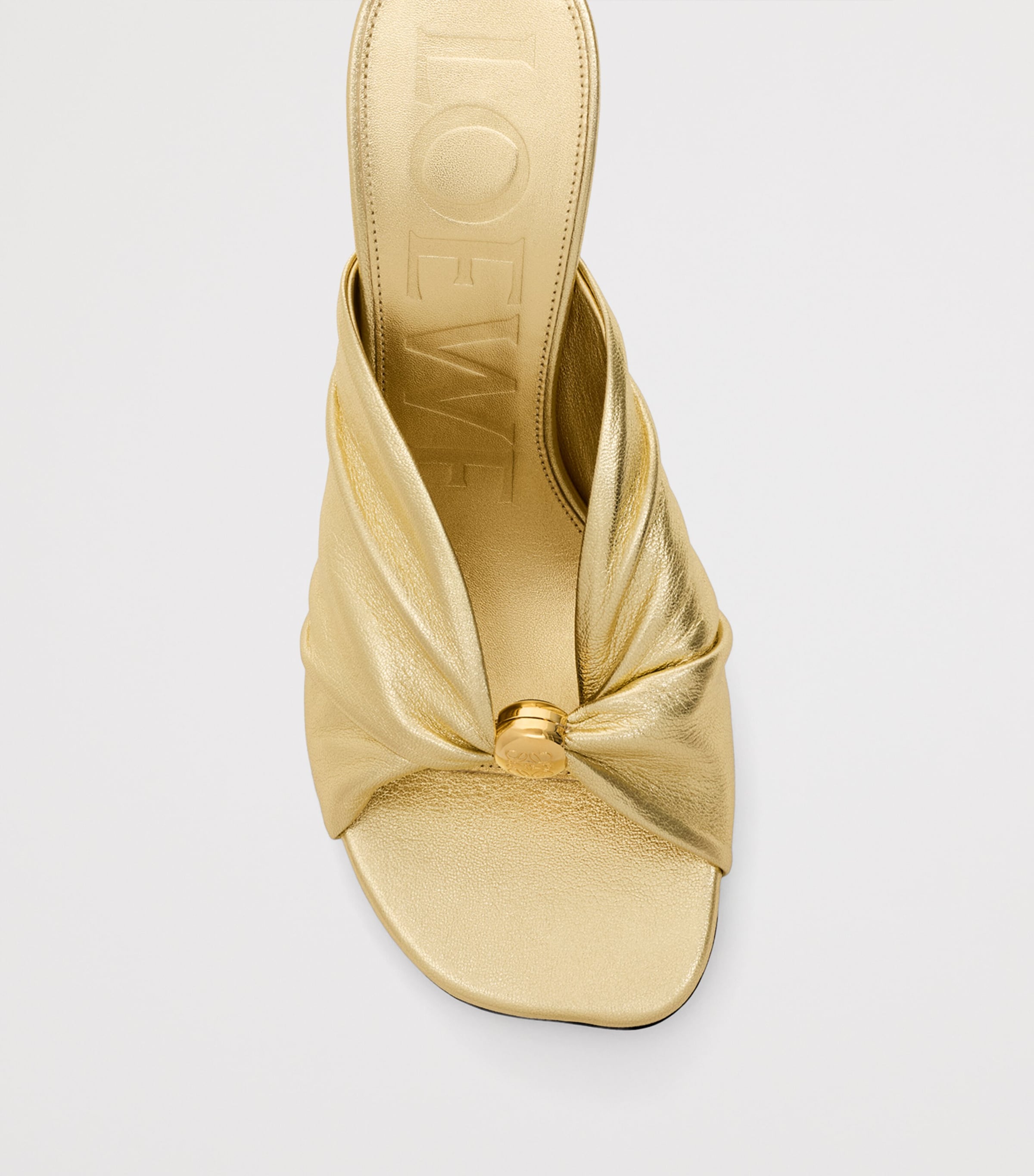 LOEWE x Paula's Ibiza Metallic Leather Pebble Heeled Mules 90 Gold Image 4
