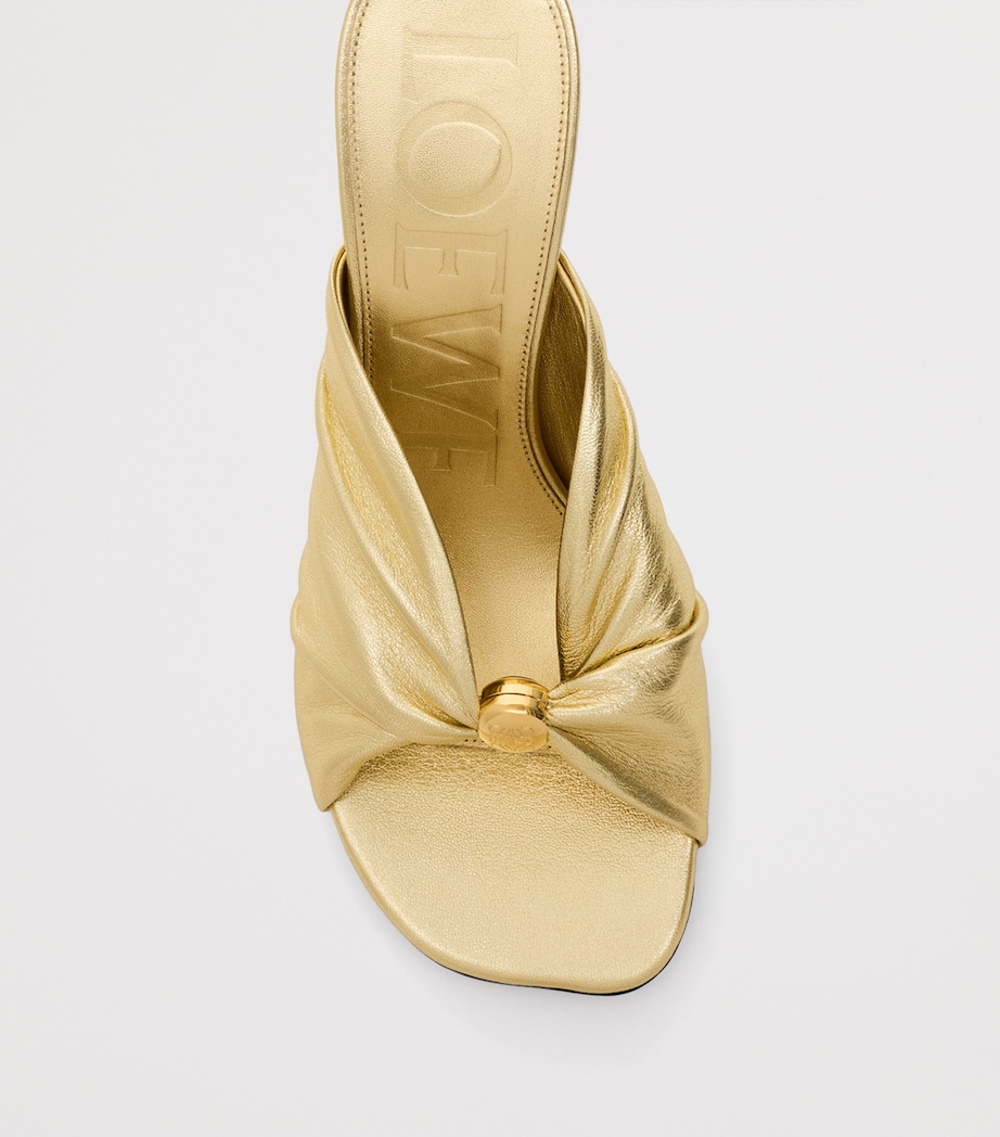 LOEWE x Paula's Ibiza Metallic Leather Pebble Heeled Mules 90 Gold Image 4