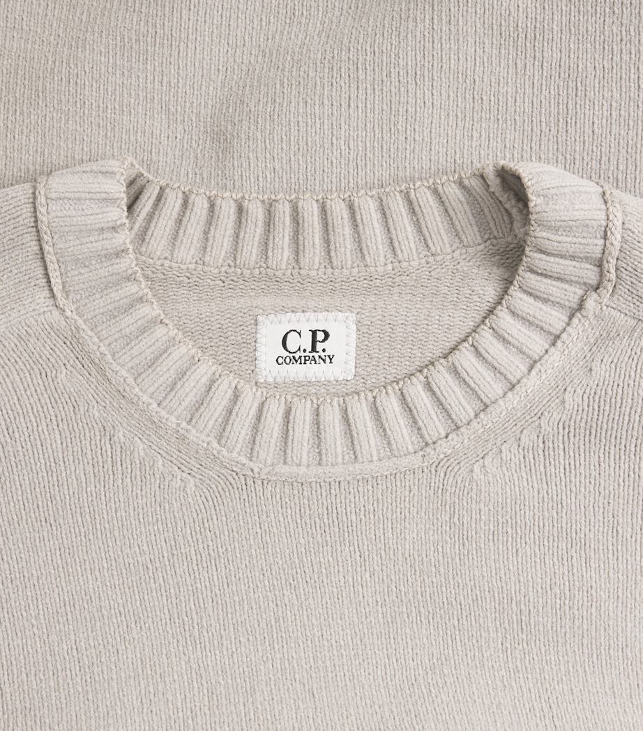 C.P. Company Mens Cotton Chenille Lens Sweater Dove Image 6