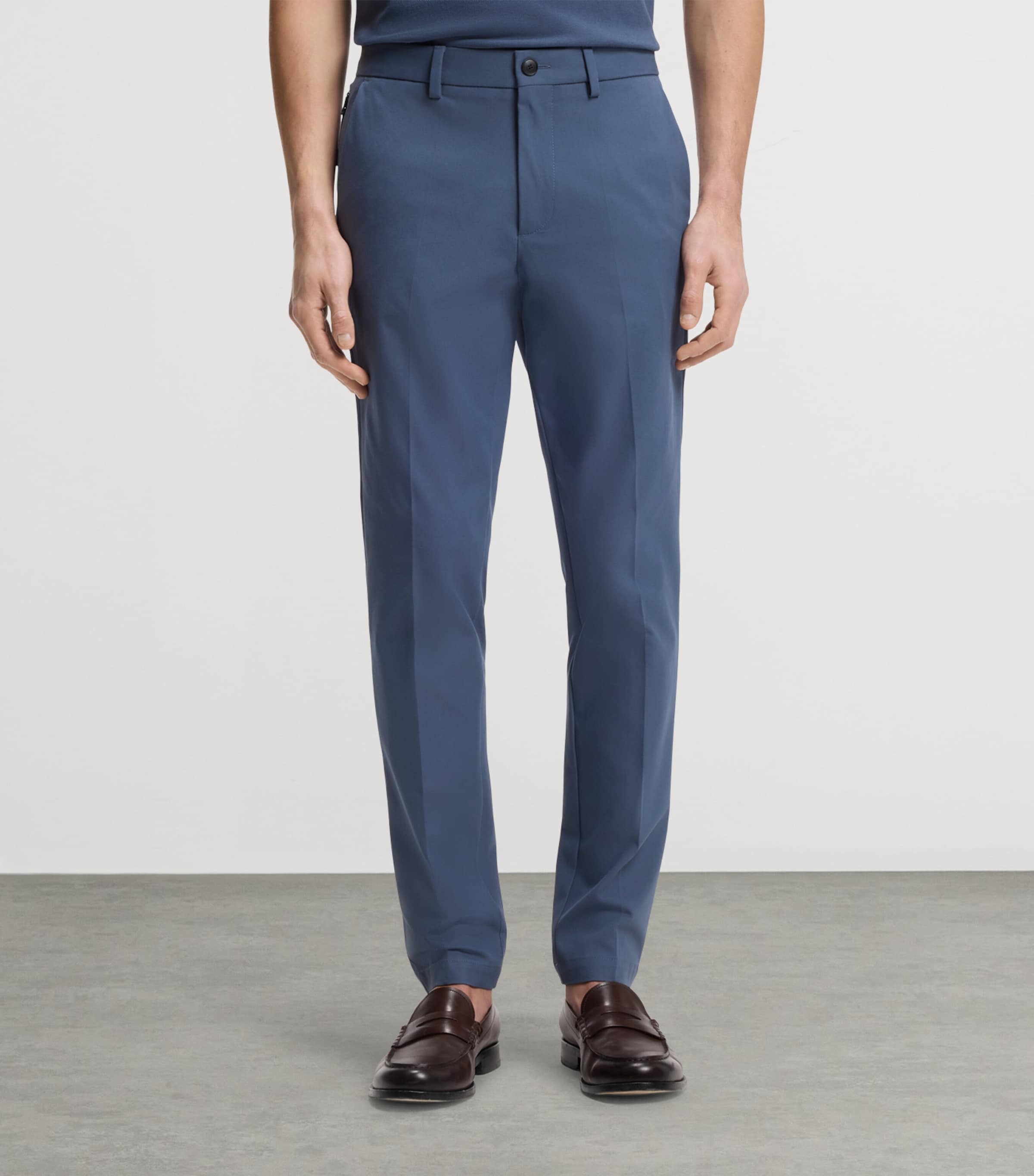 BOSS Mens Cotton-Blend Slim Trousers Image 2