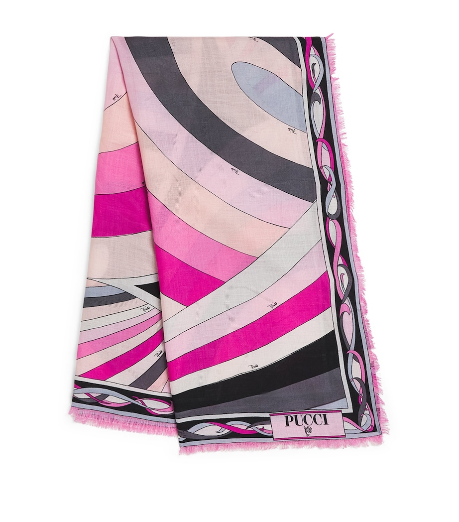 Wool-Silk Iride Print Pashmina 001 NERO/FUXIA Image 1