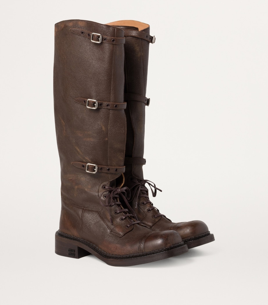 Miu Miu Leather Knee-High Boots Image 2