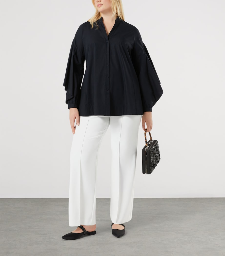 Marina Rinaldi Womens Cotton V-Neck Blouse Black Image 4