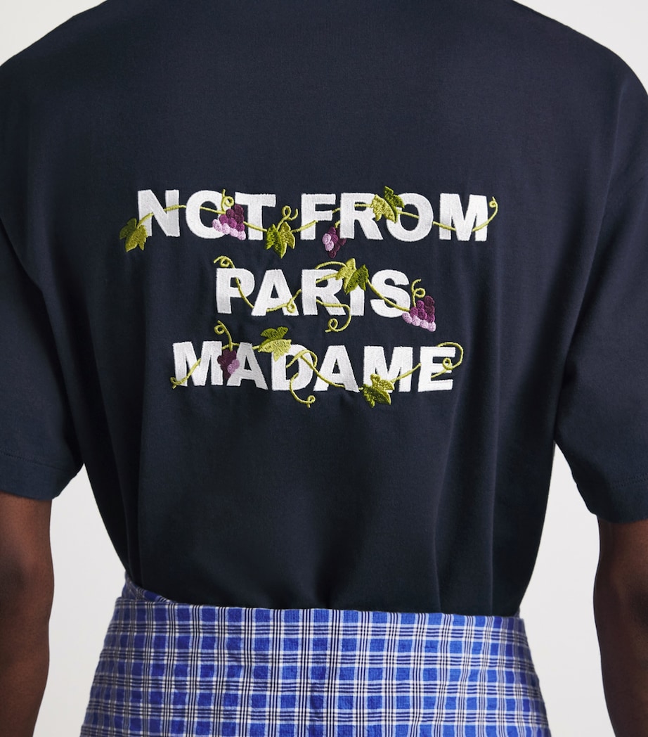 Drôle de Monsieur Mens Cotton Vine Slogan T-Shirt Navy Image 3
