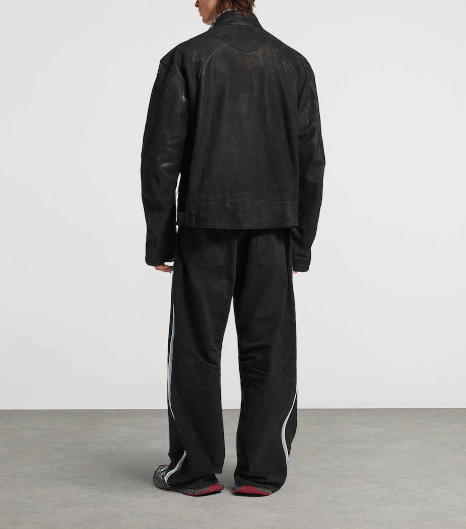 Balenciaga Mens Piping-Detail Wide-Leg Jeans Image 3