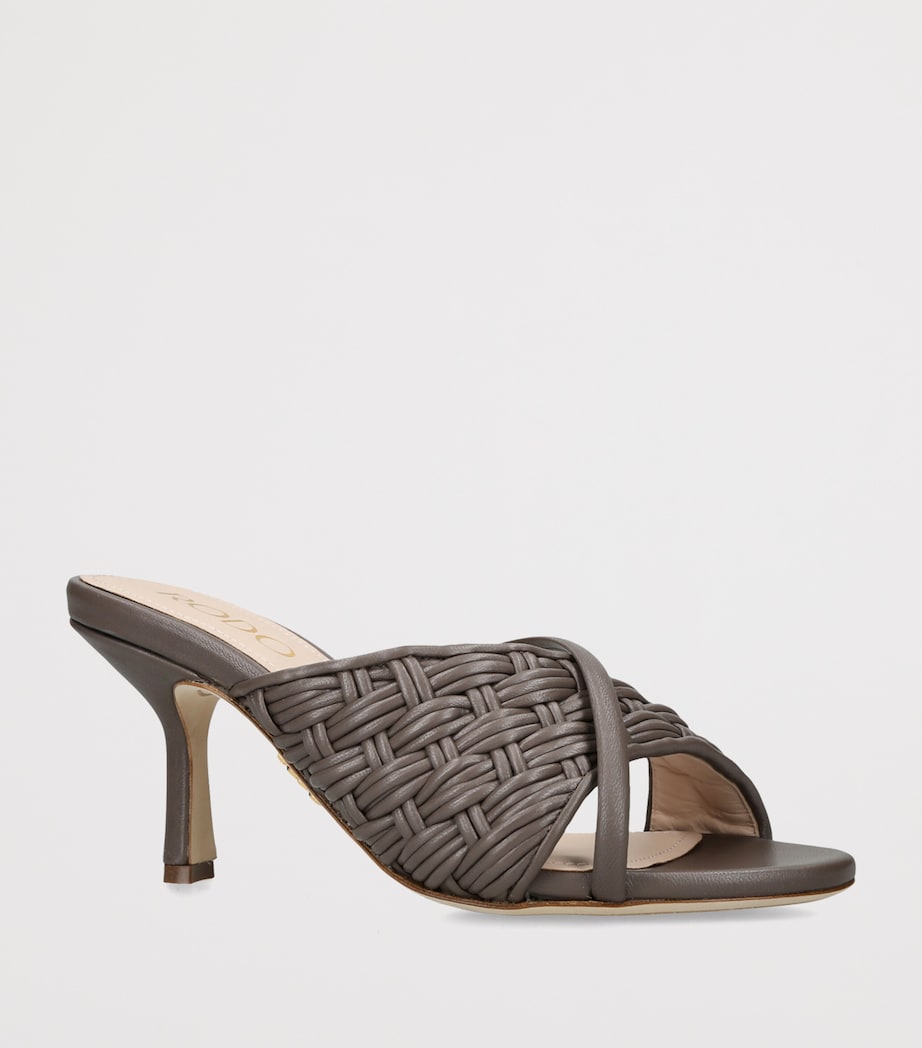 Rodo Leather Mabella Heeled Mules 80 Dark Brown Image 2