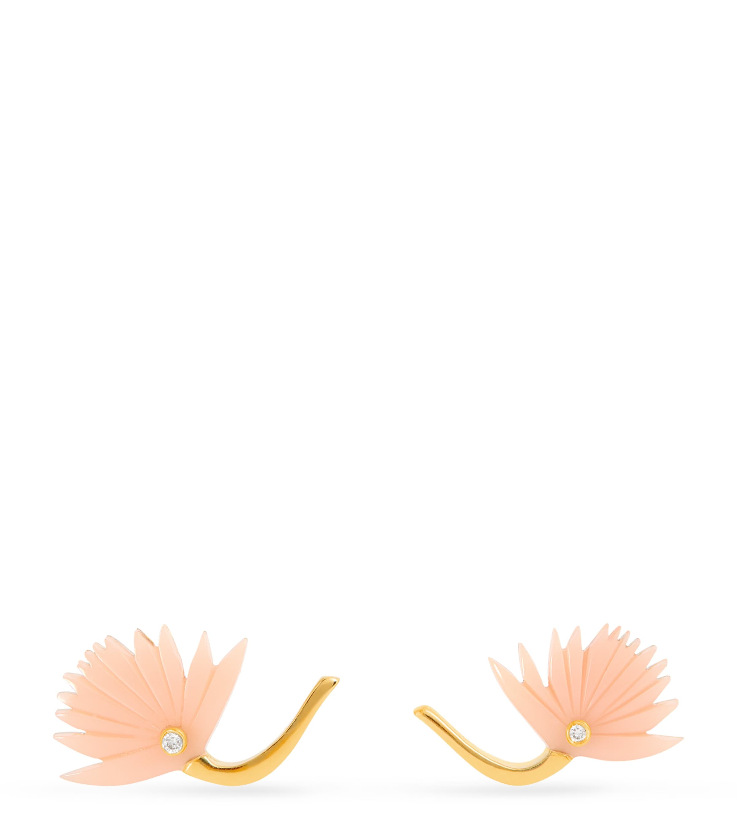 L'atelier Nawbar Yellow Gold, Diamond And Pink Coral Psychedeliah Earrings In Gold
