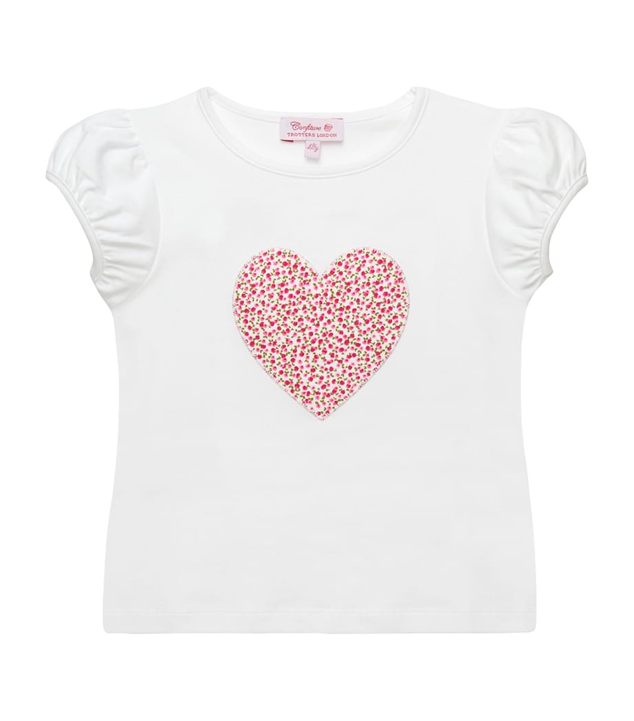 Trotters Cotton-Blend Cherry Heart T-Shirt (6-11 Years) White/red Cherry Image 1