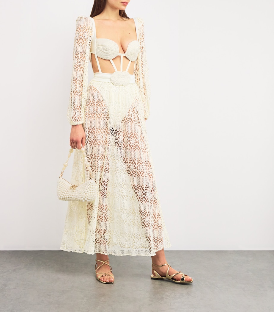 PatBO Womens x Camila Coelho Corseted Rope Bustier Maxi Dress Off White Image 2