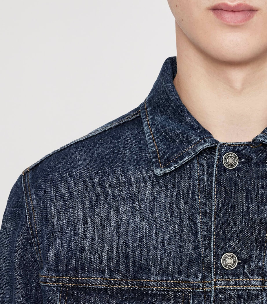 AllSaints Mens Denim Trucker Jacket Dark Indigo Image 4