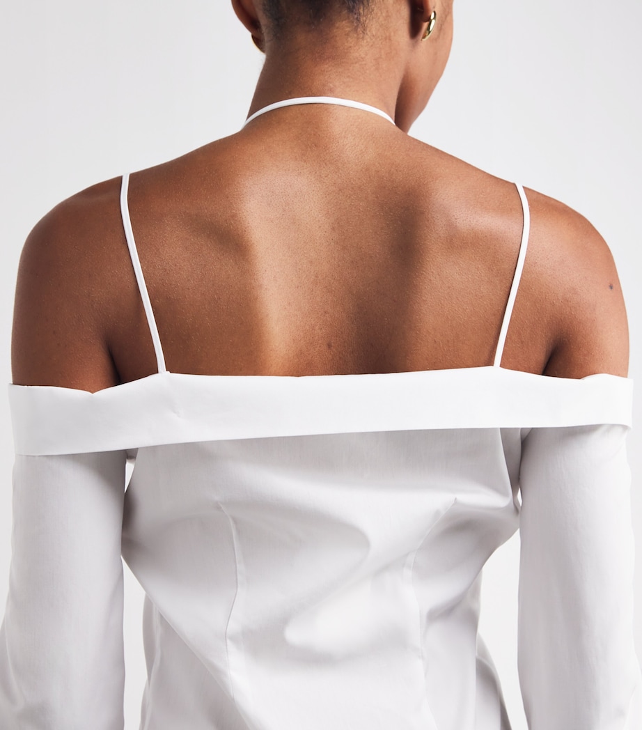 Cotton Midi Shirt Dress WHITE Image 7