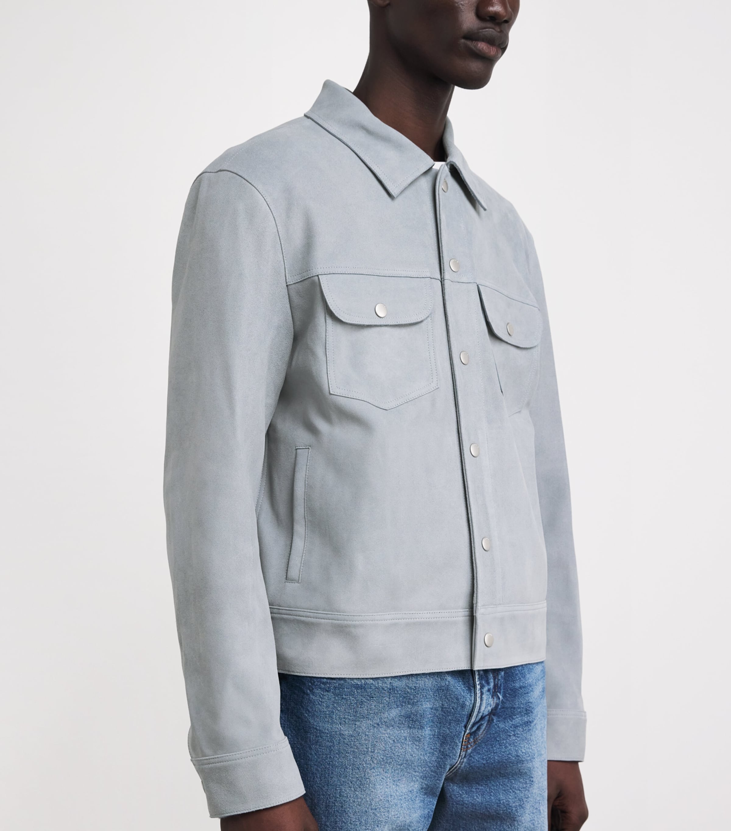 Suede Trucker Jacket SMOKY BLUE Image 4