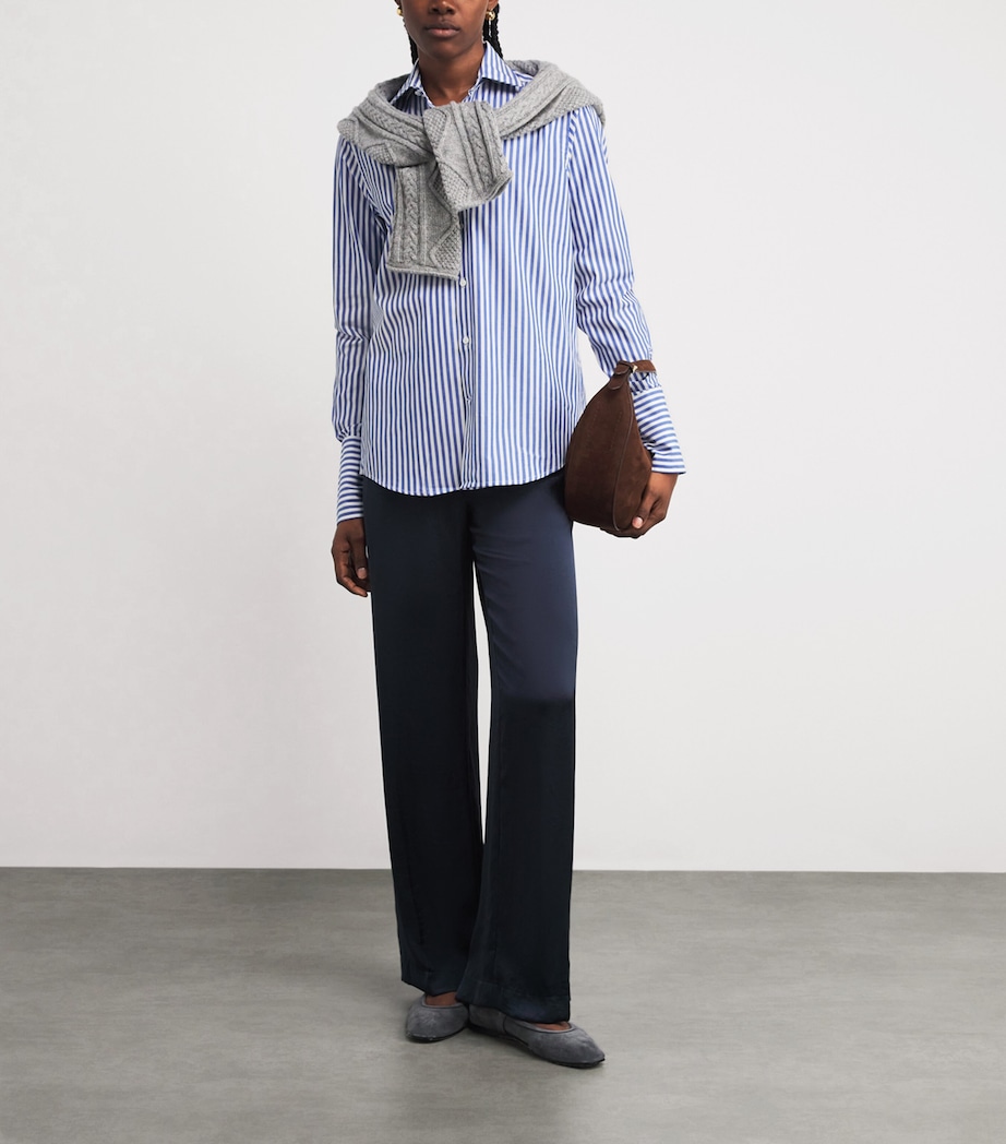 Cotton Poplin Boyfriend Shirt ROYAL BLUE STRIPE Image 2