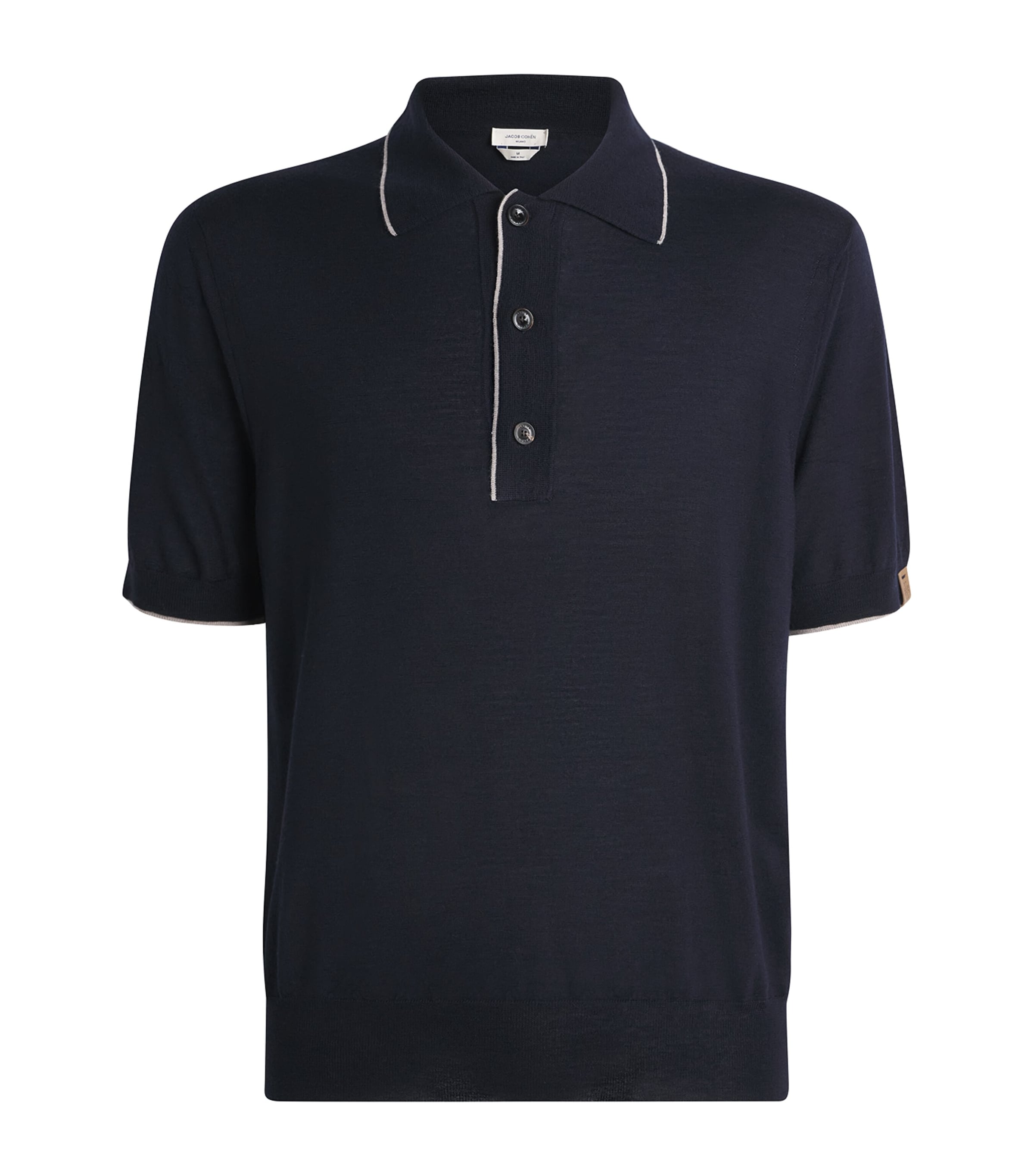 JACOB COHËN Mens Wool-Silk Polo Shirt Navy Blue Image 1