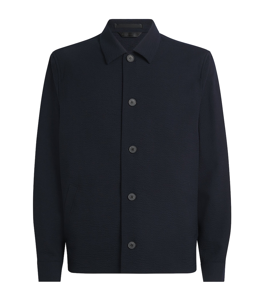 Sunspel Mens Stretch-Wool Seersucker Jacket Buaa Navy Image 1