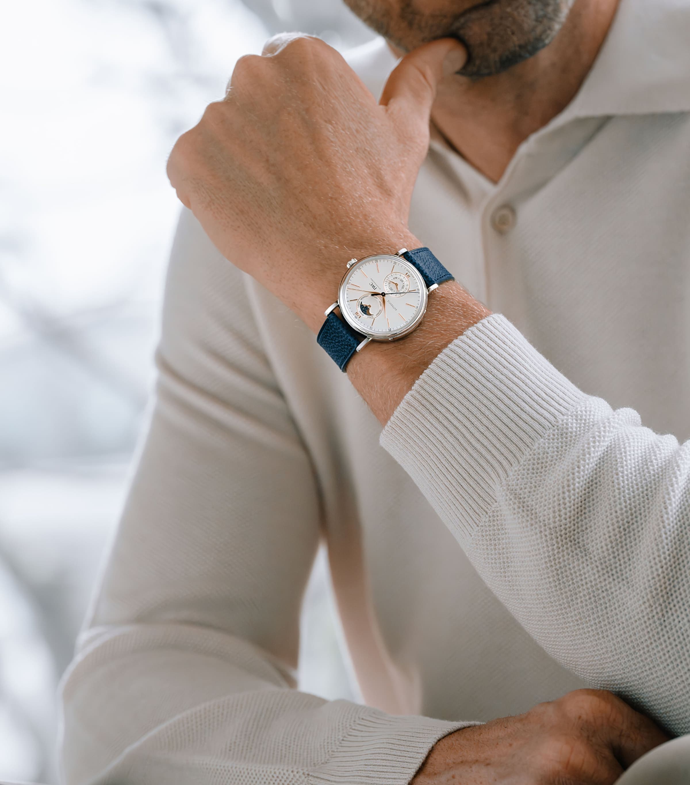 Stainless Steel Portofino Complete Calendar Watch 41mm WHITE Image 3