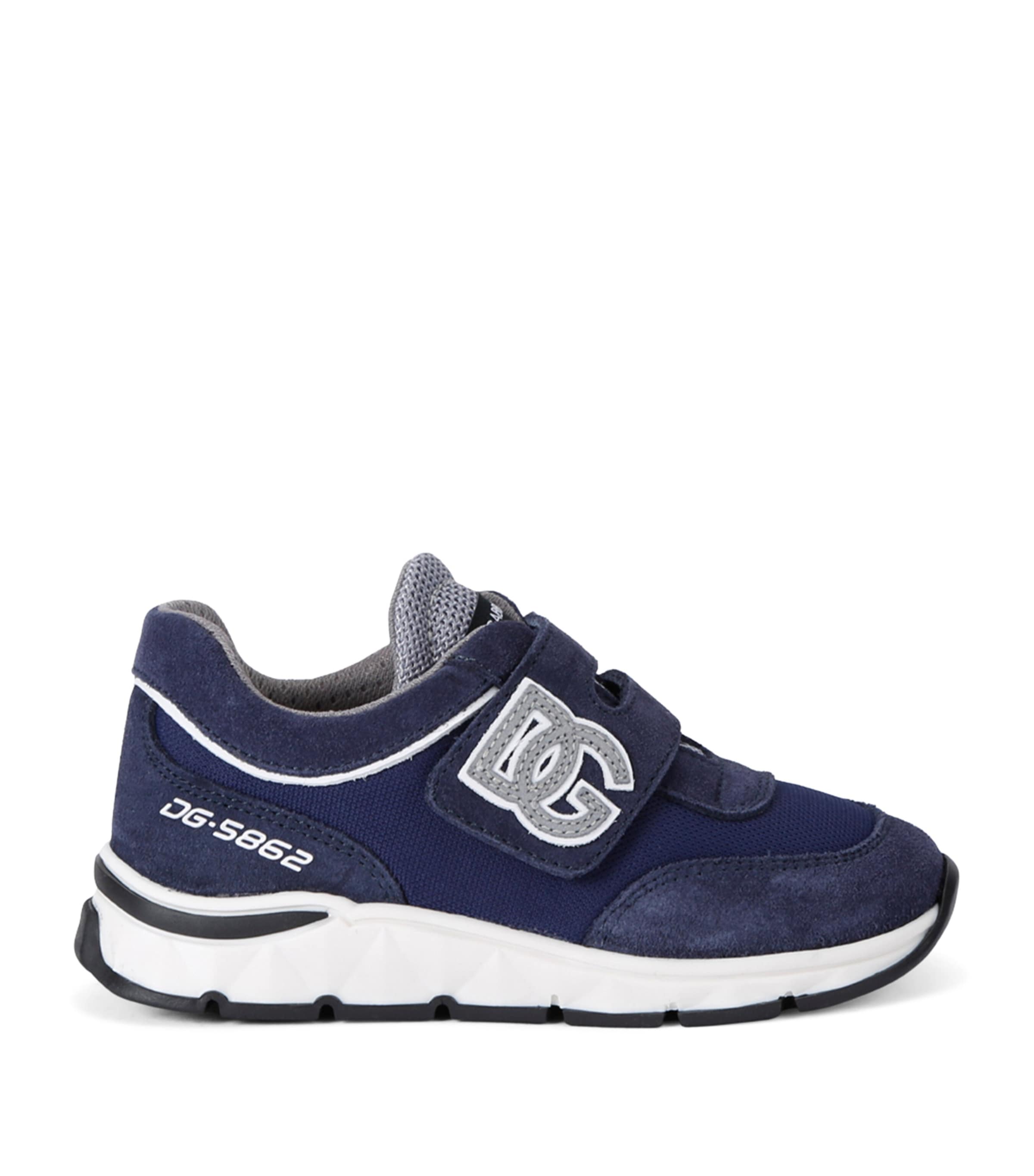 Dolce & Gabbana Logo-embroidered Suede And Mesh Low-top Trainers Blue