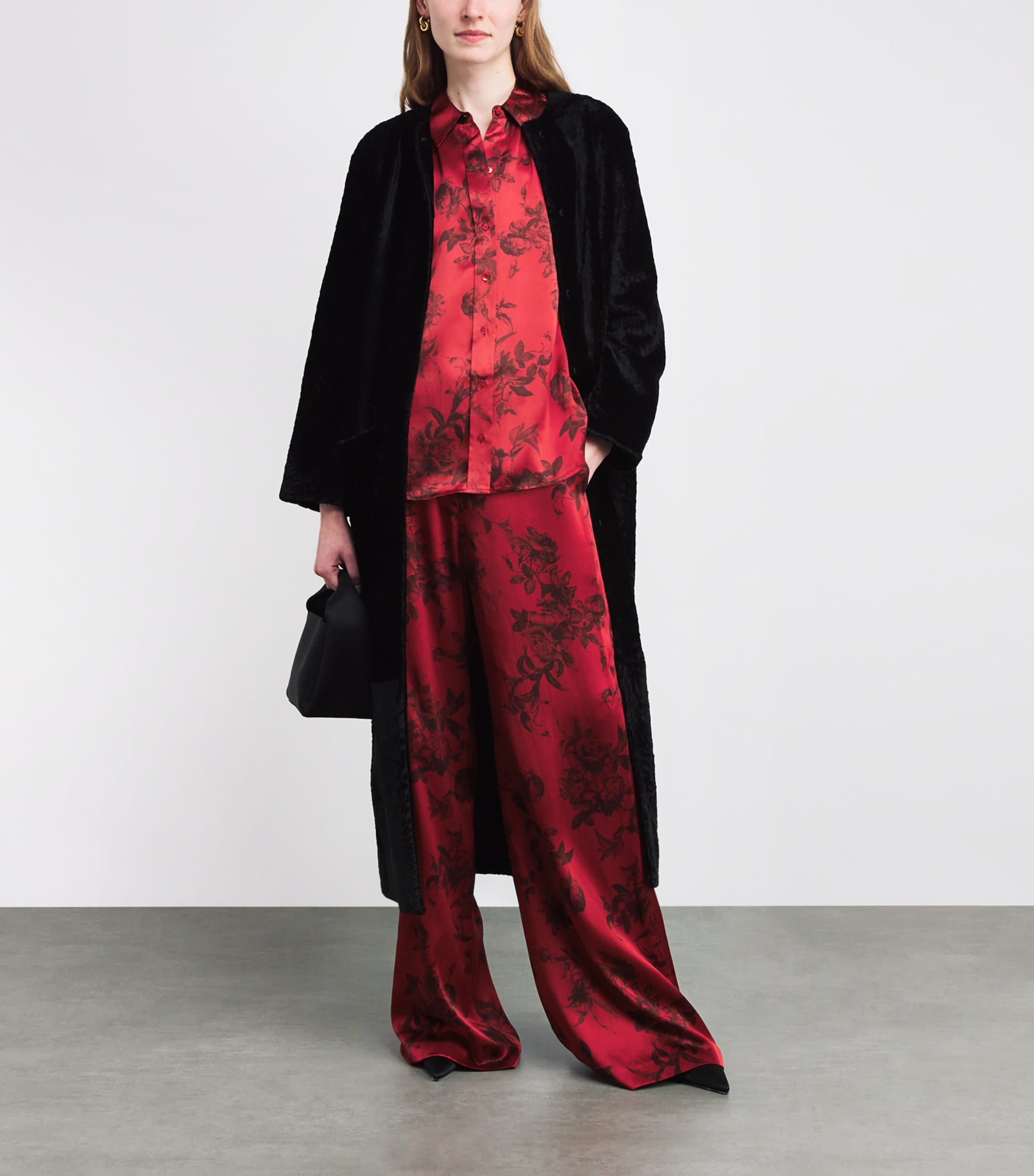 Silk Pilar Wide-Leg Trousers BRGNDY PNTRFLY FLR Image 2