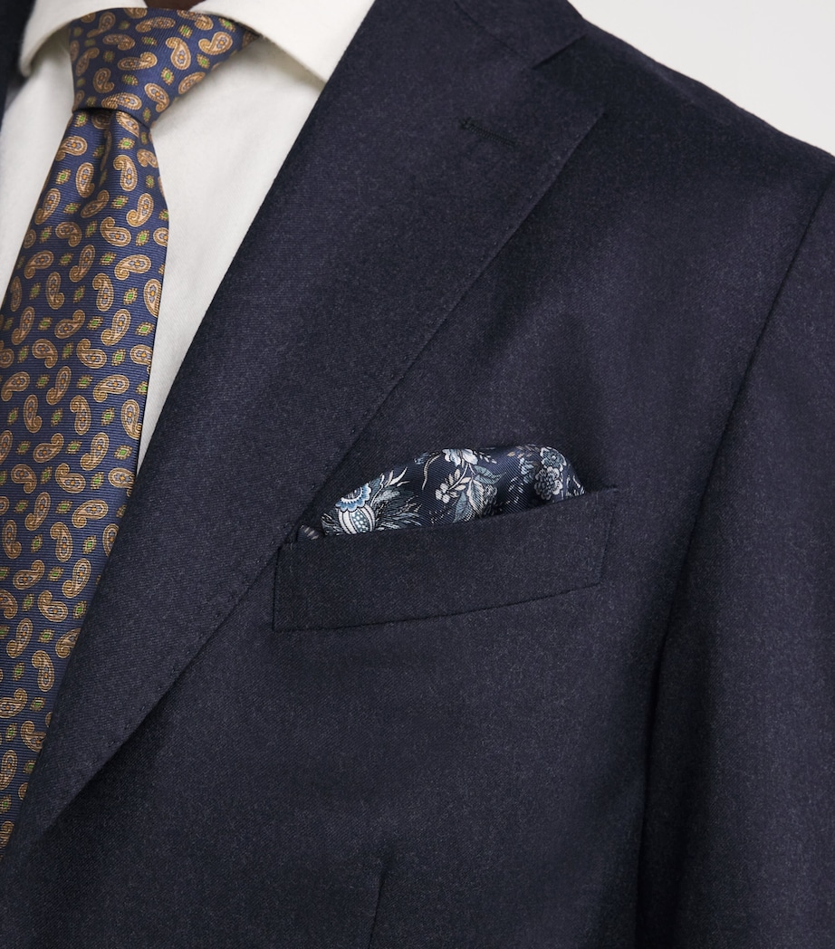 Silk Floral Print Pocket Square NAVY BLUE Image 3