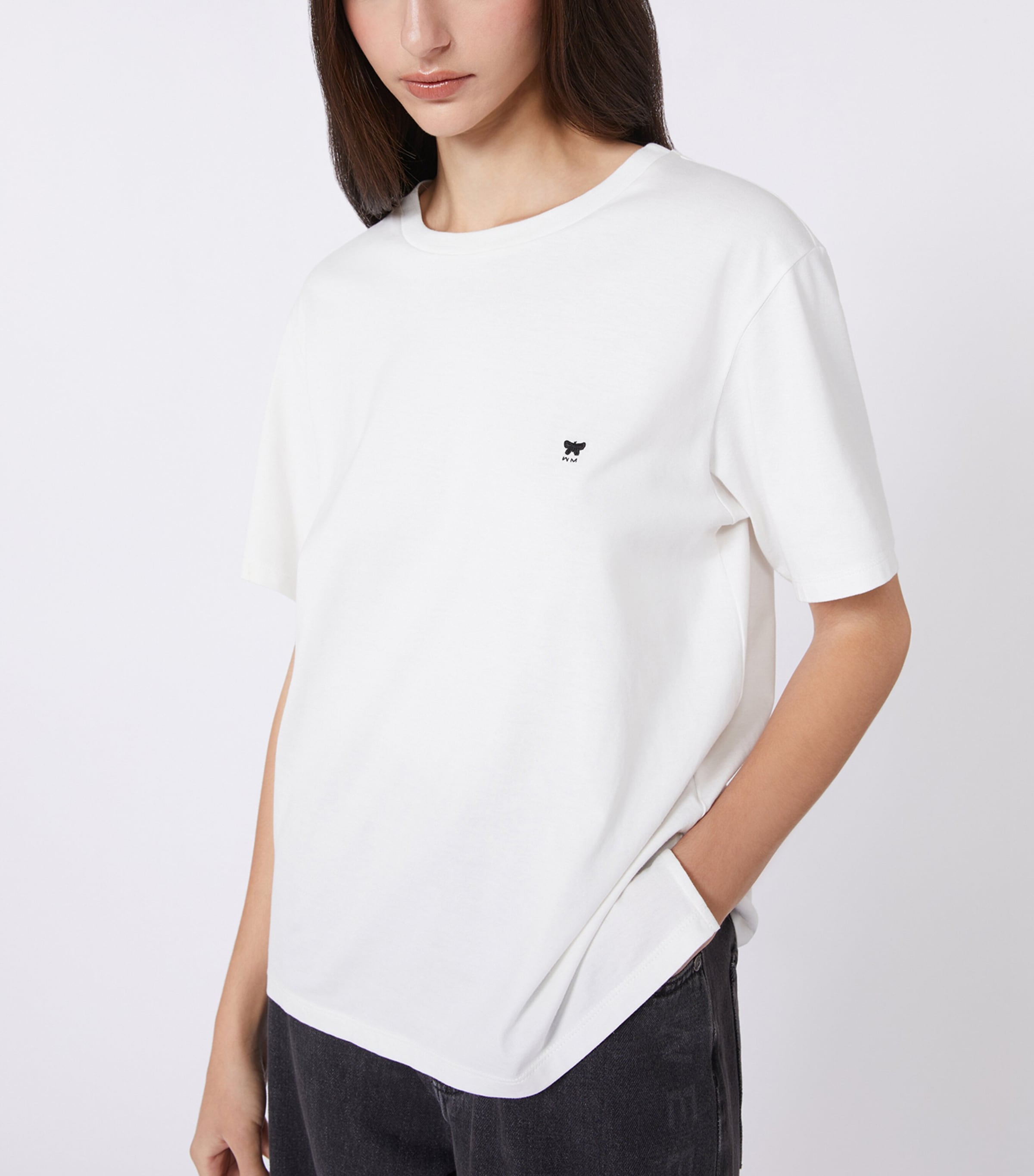Weekend Max Mara Womens Cotton Embroidered T-Shirt Optical White Image 5