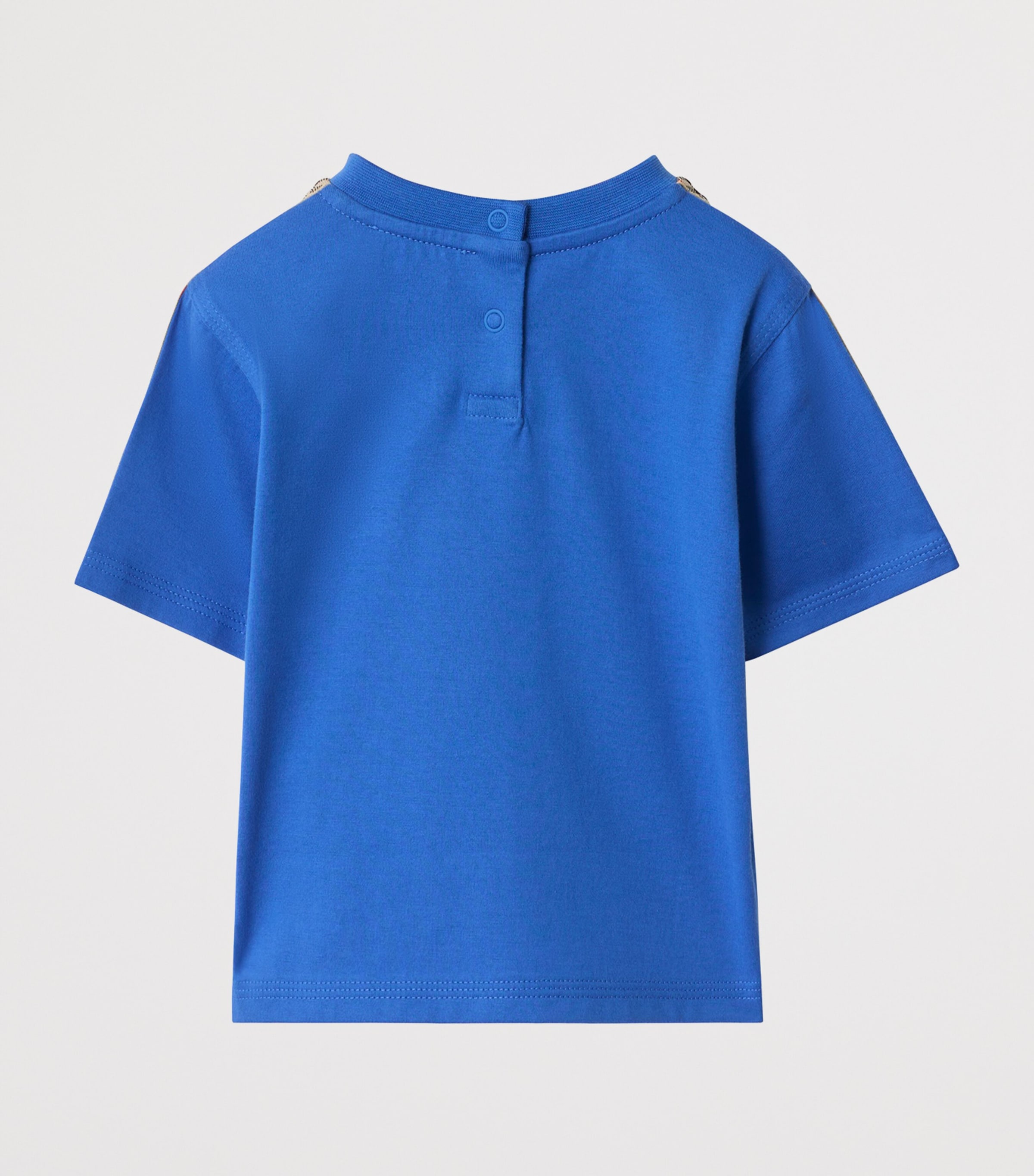 Burberry Kids Cotton Check-Trim T-Shirt (3-36 Months) Hyacinth Blue Image 2