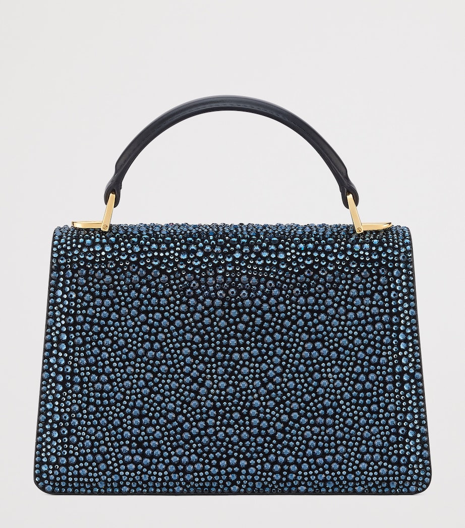 Mini Crystal-Embellished Suede Serpenti Forever Top-Handle Bag BLUE MEDIUM Image 3