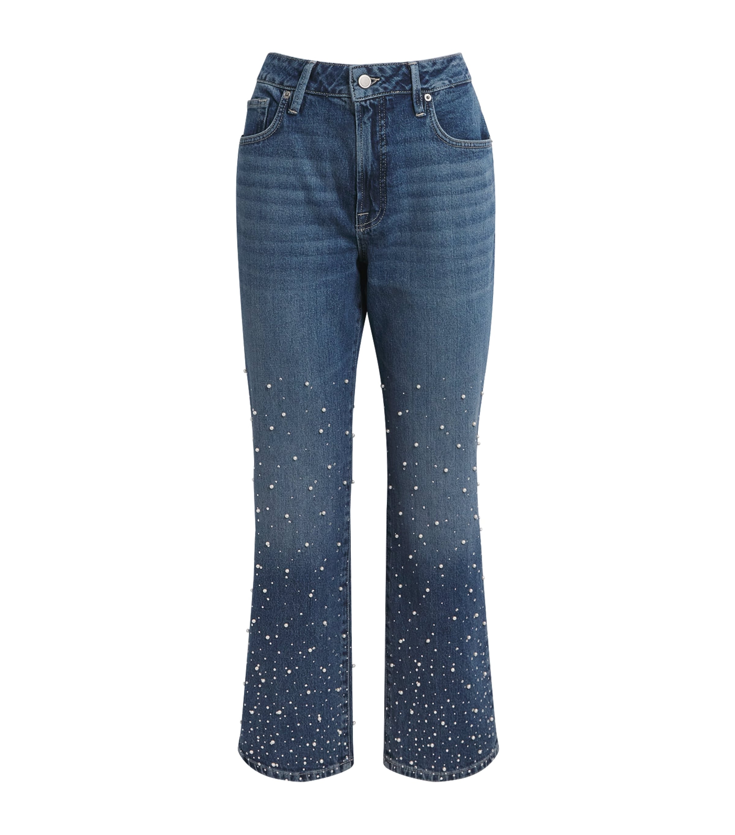 Good American Womens Embellished Good Icon Straight Jeans Image 1