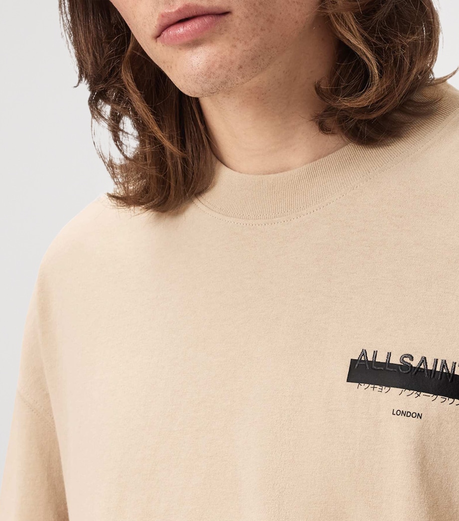 AllSaints Mens Organic Cotton Redact T-Shirt Sunset Brown Image 6
