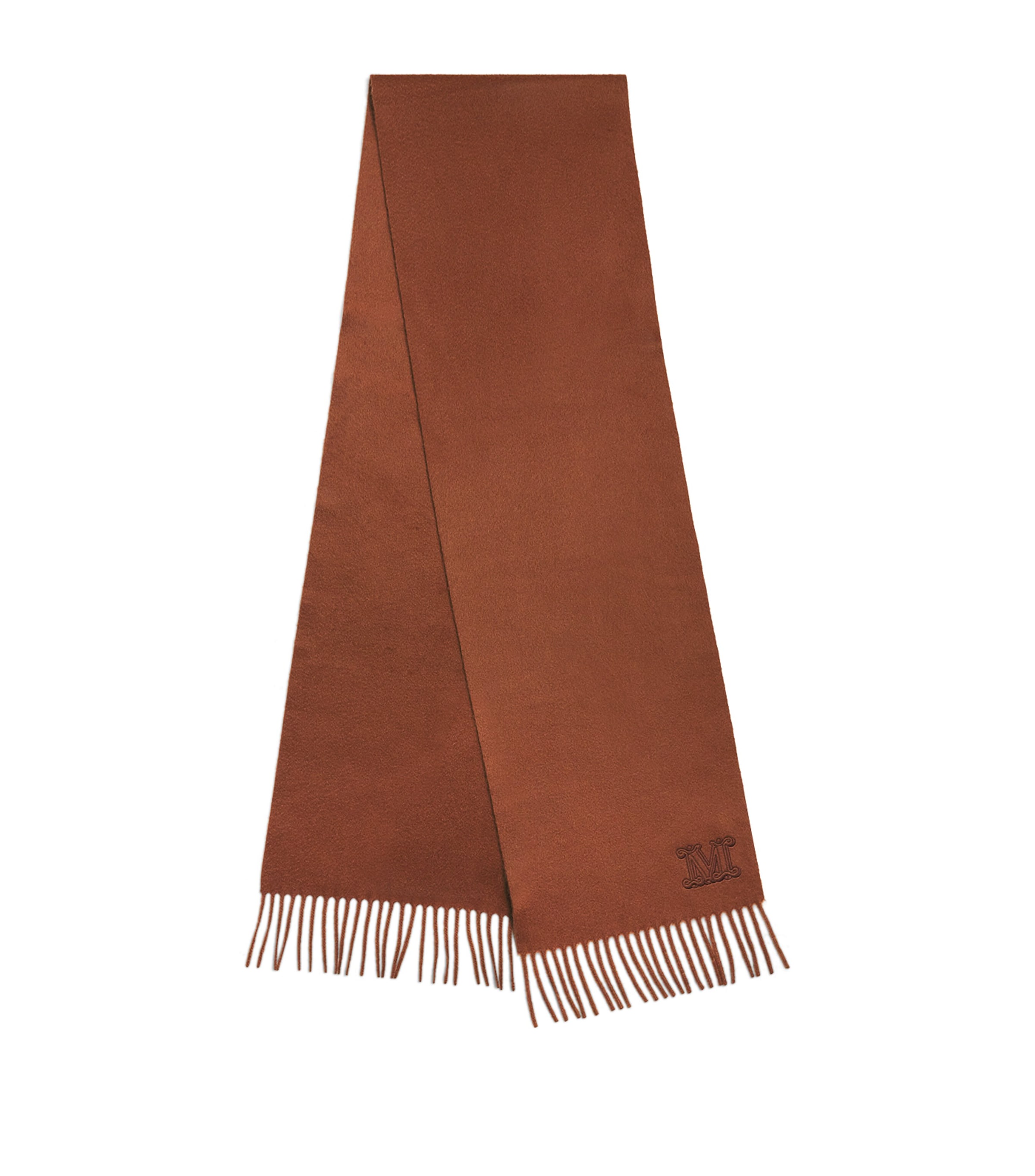 Max Mara Cashmere Logo Scarf In Brown