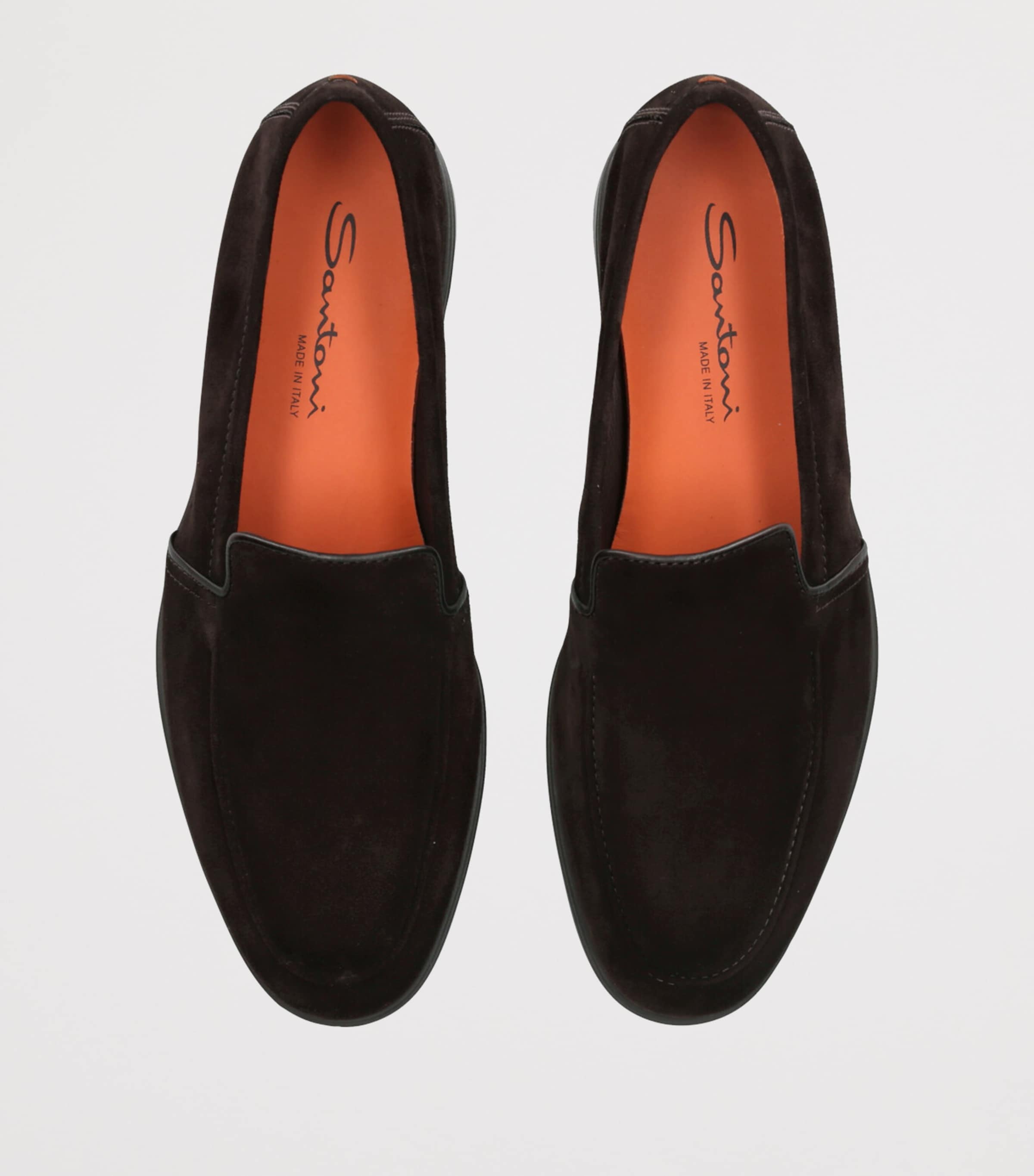 Santoni Suede Malibu Loafers Dark Brown Image 4