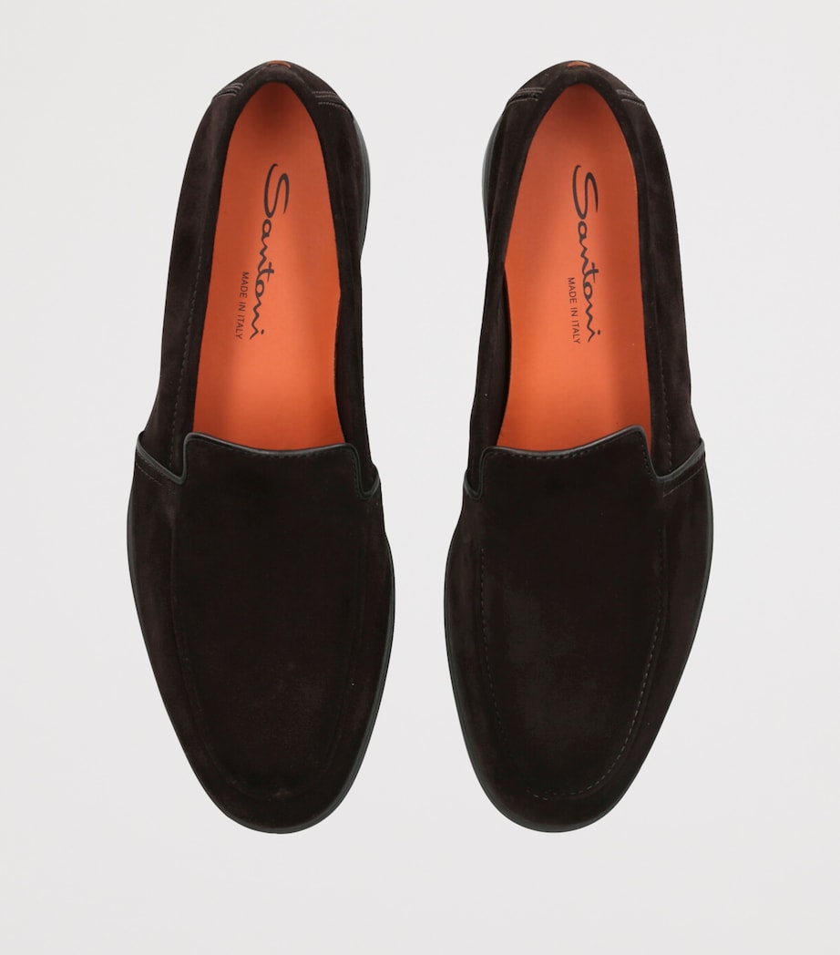 Santoni Suede Malibu Loafers Dark Brown Image 4
