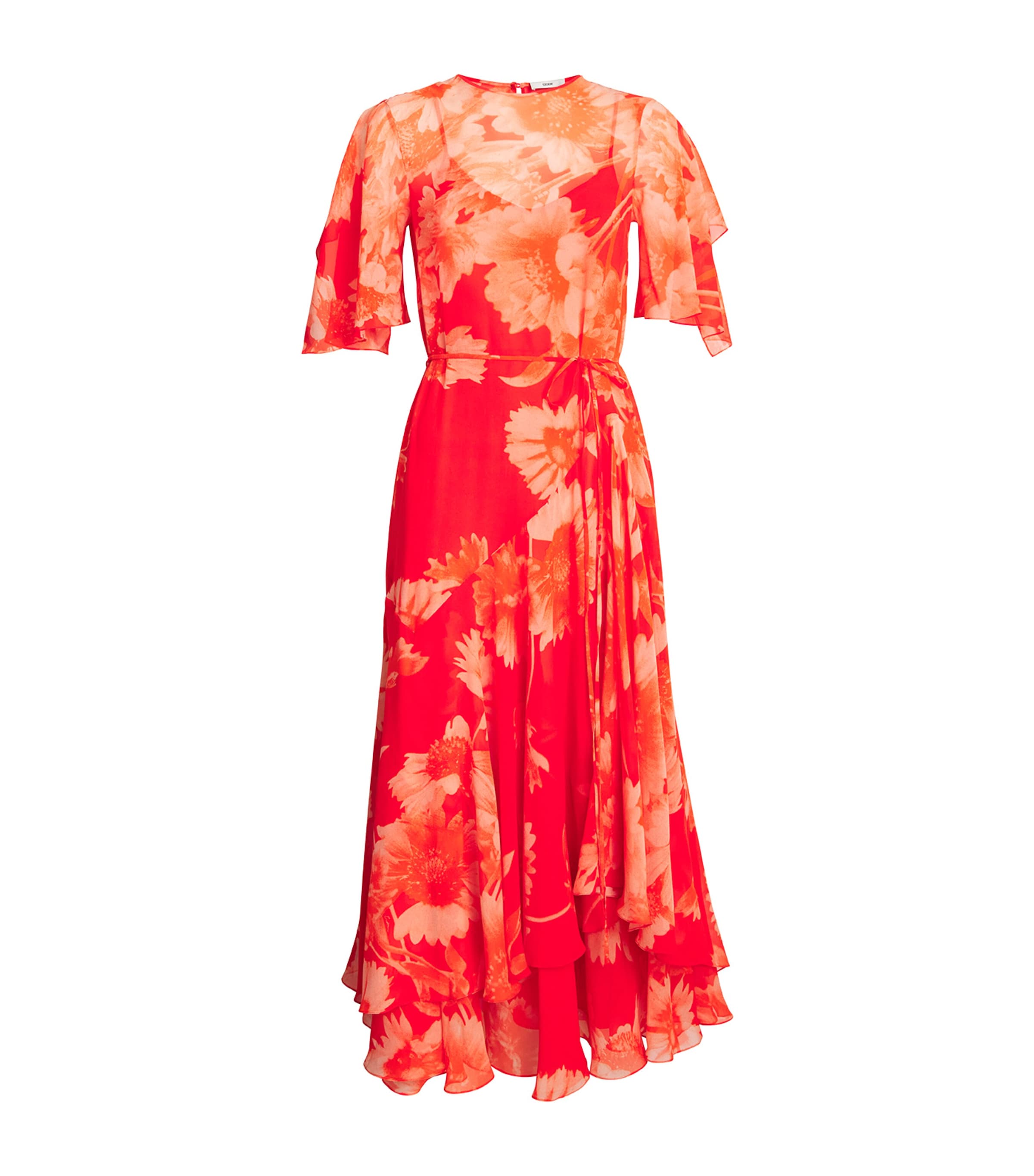 ERDEM SILK FLORAL PRINT MIDI DRESS