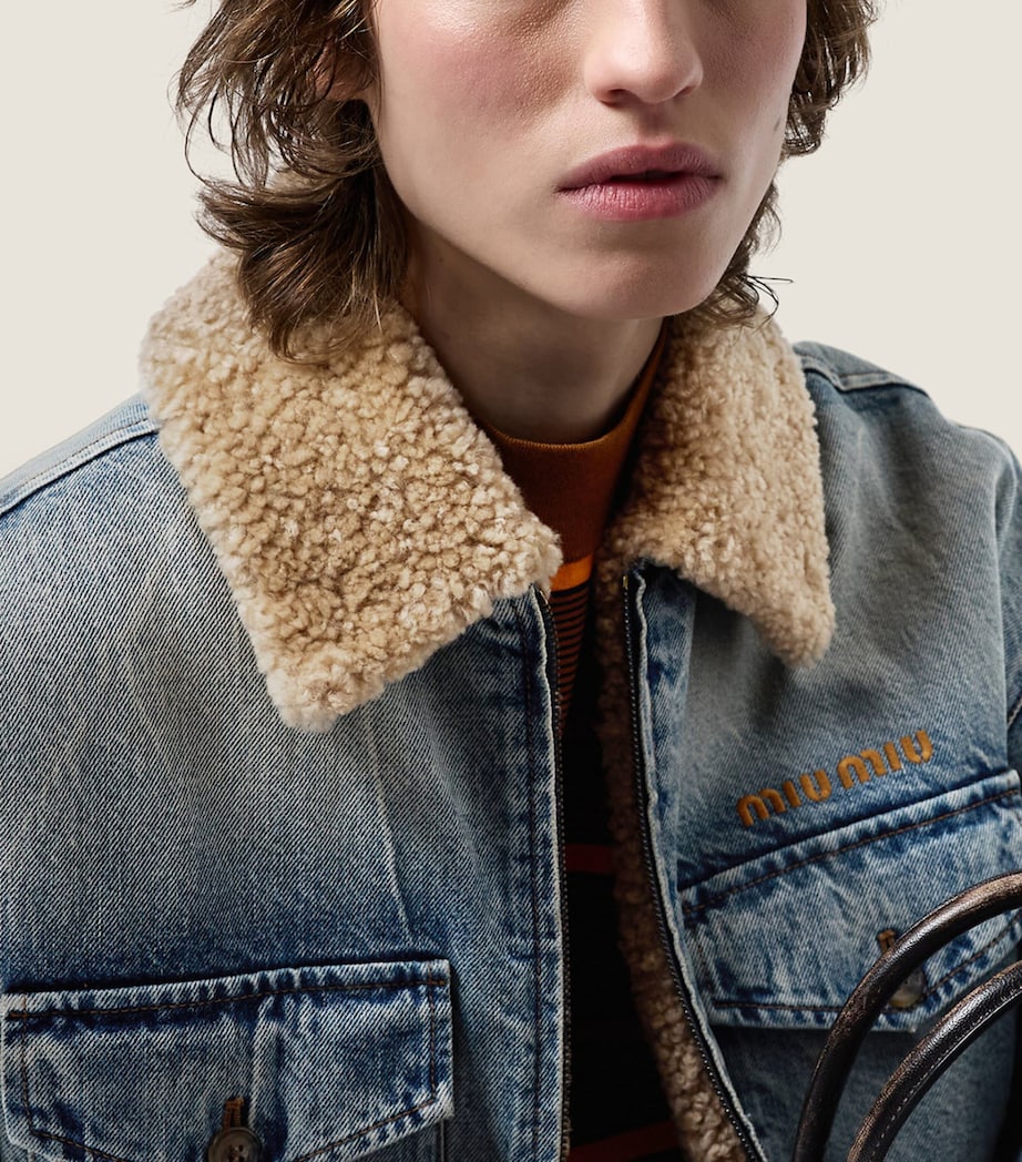 Shearling Denim Jacket F0076 Image 5