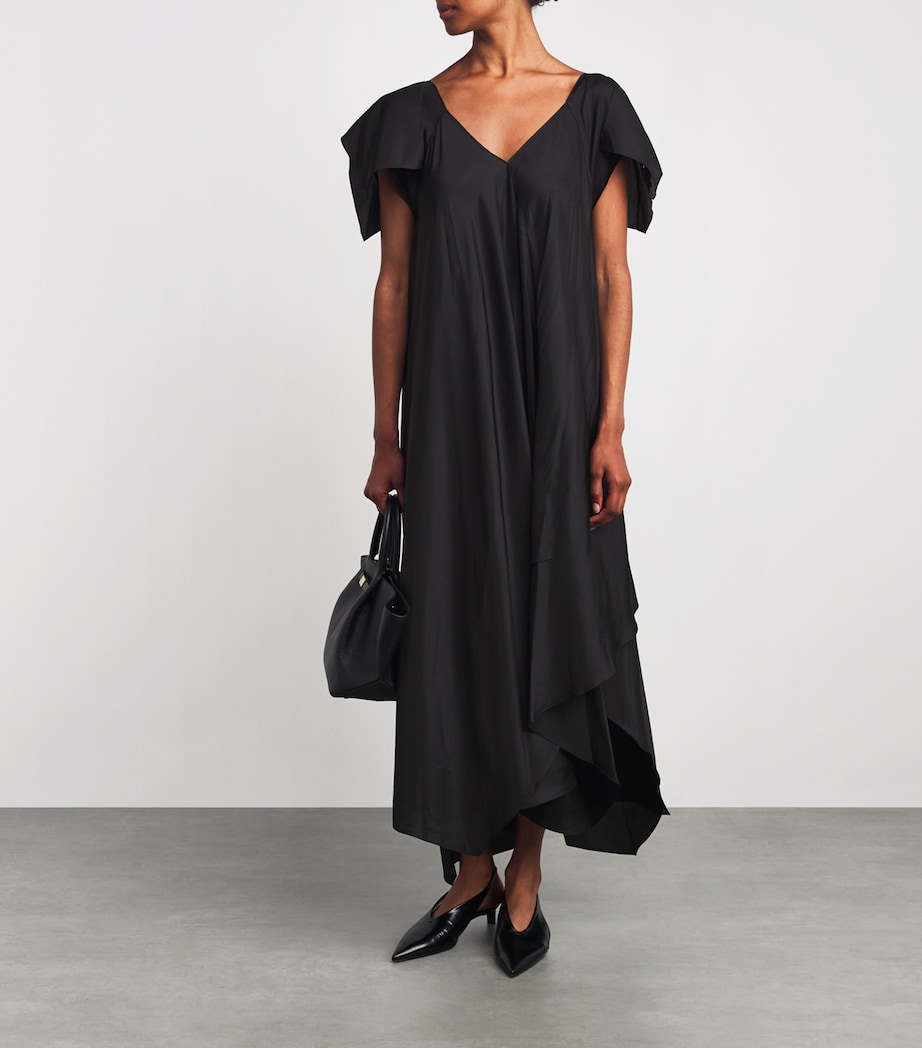 Silk Plumet Maxi Dress BLACK Image 2