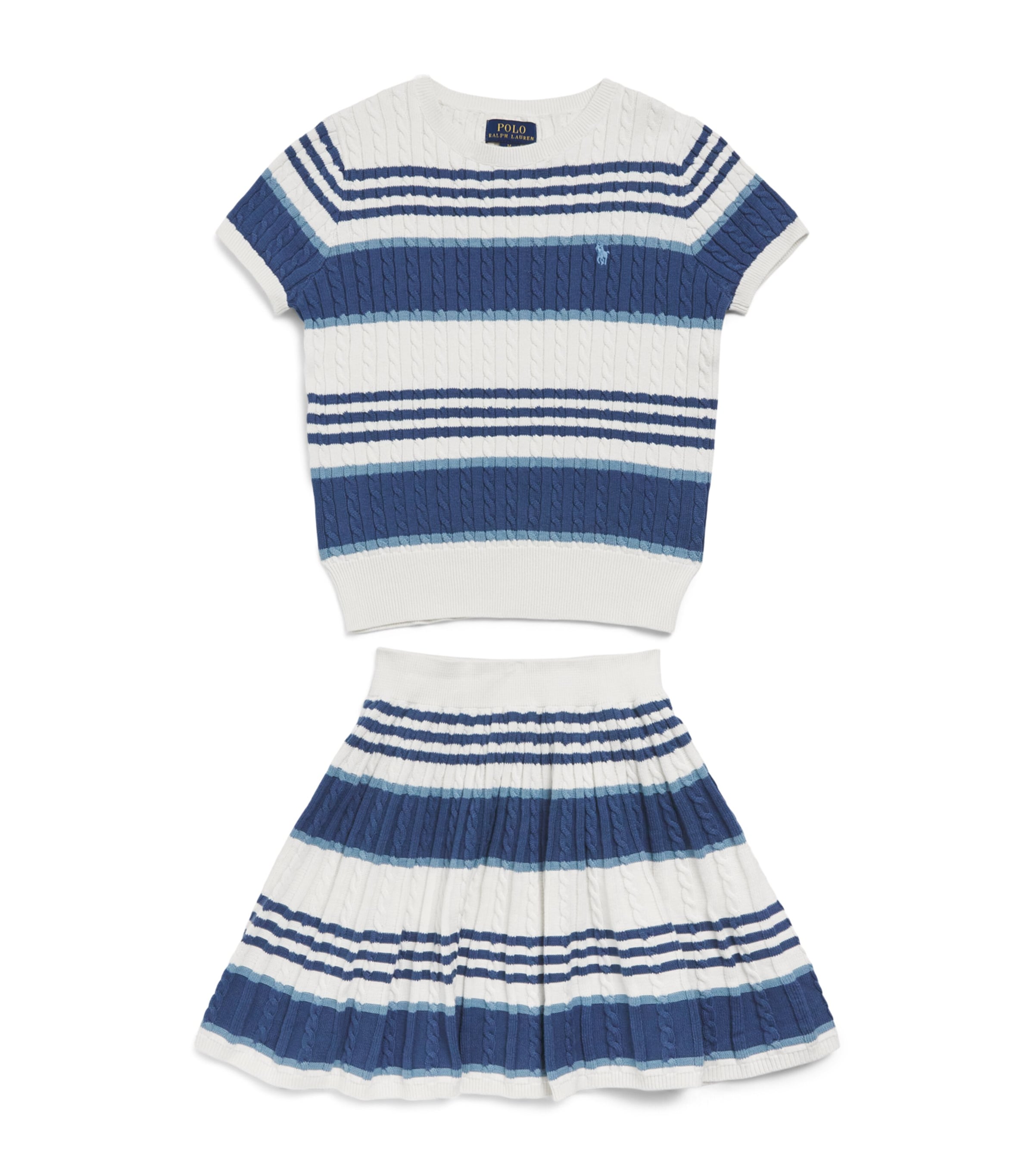 Ralph Lauren Kids Striped Knitted Top and Skirt Set (7-14 Years) Deckwash W Image 1