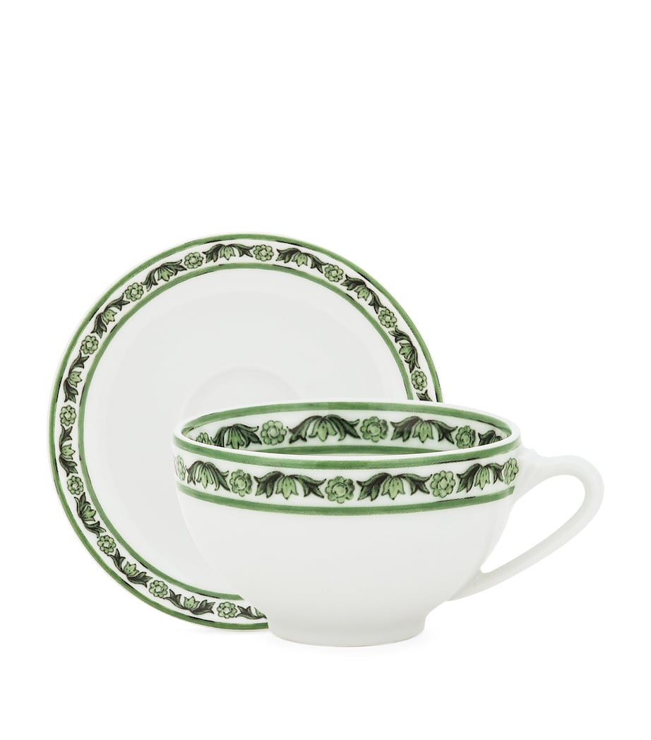 Porcelain Majolica Teacup and Saucer UV001-VERDE MAIOLICA Image 1