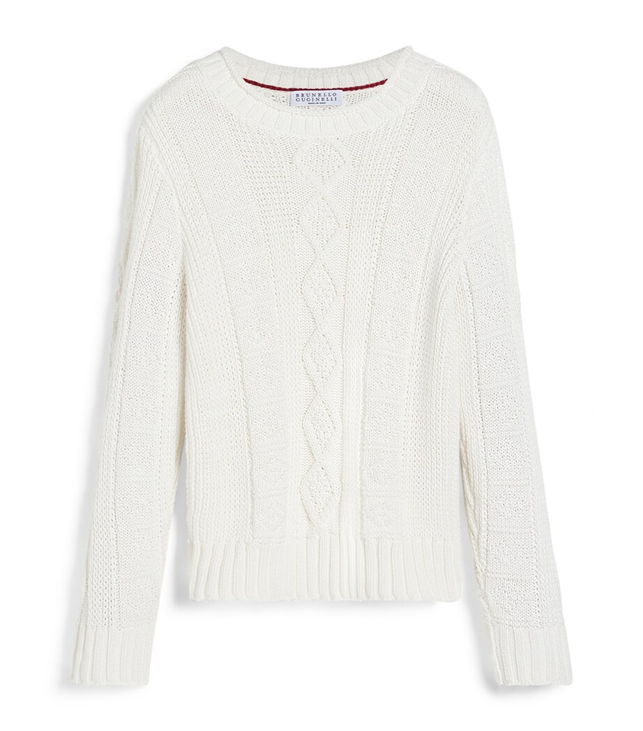 Brunello Cucinelli Kids Cotton Cable-Knit Sweater (4-6 Years) Image 1