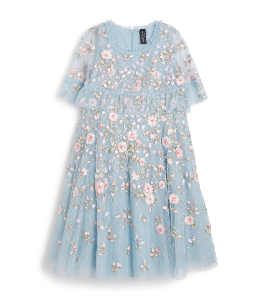 Needle & Thread Tulle Eden Rose Cape Dress (8-12 Years) Aqua/multi Image 1