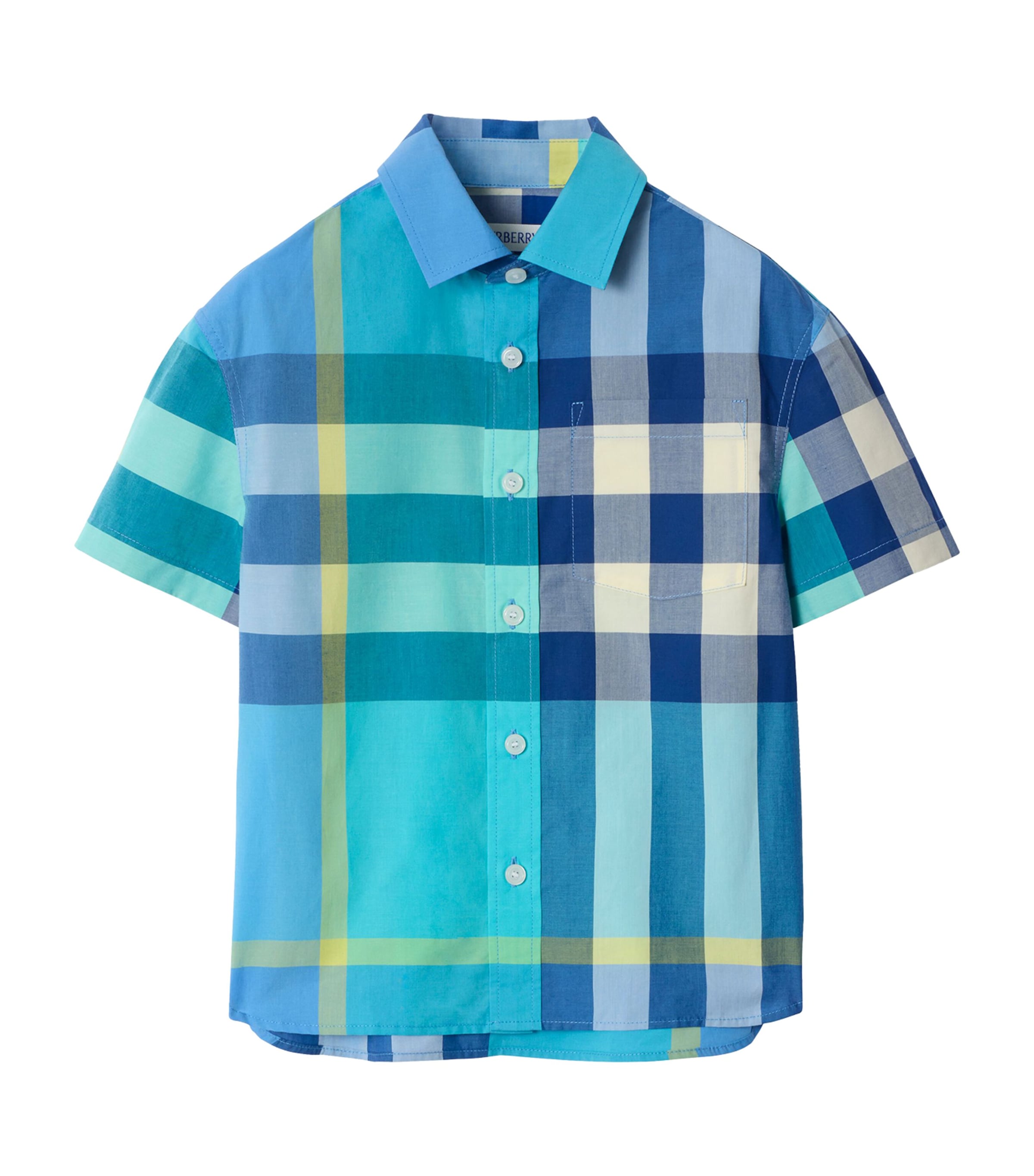 Burberry Kids Turquoise Cotton Check Shirt (3-14 Years) | Harrods US