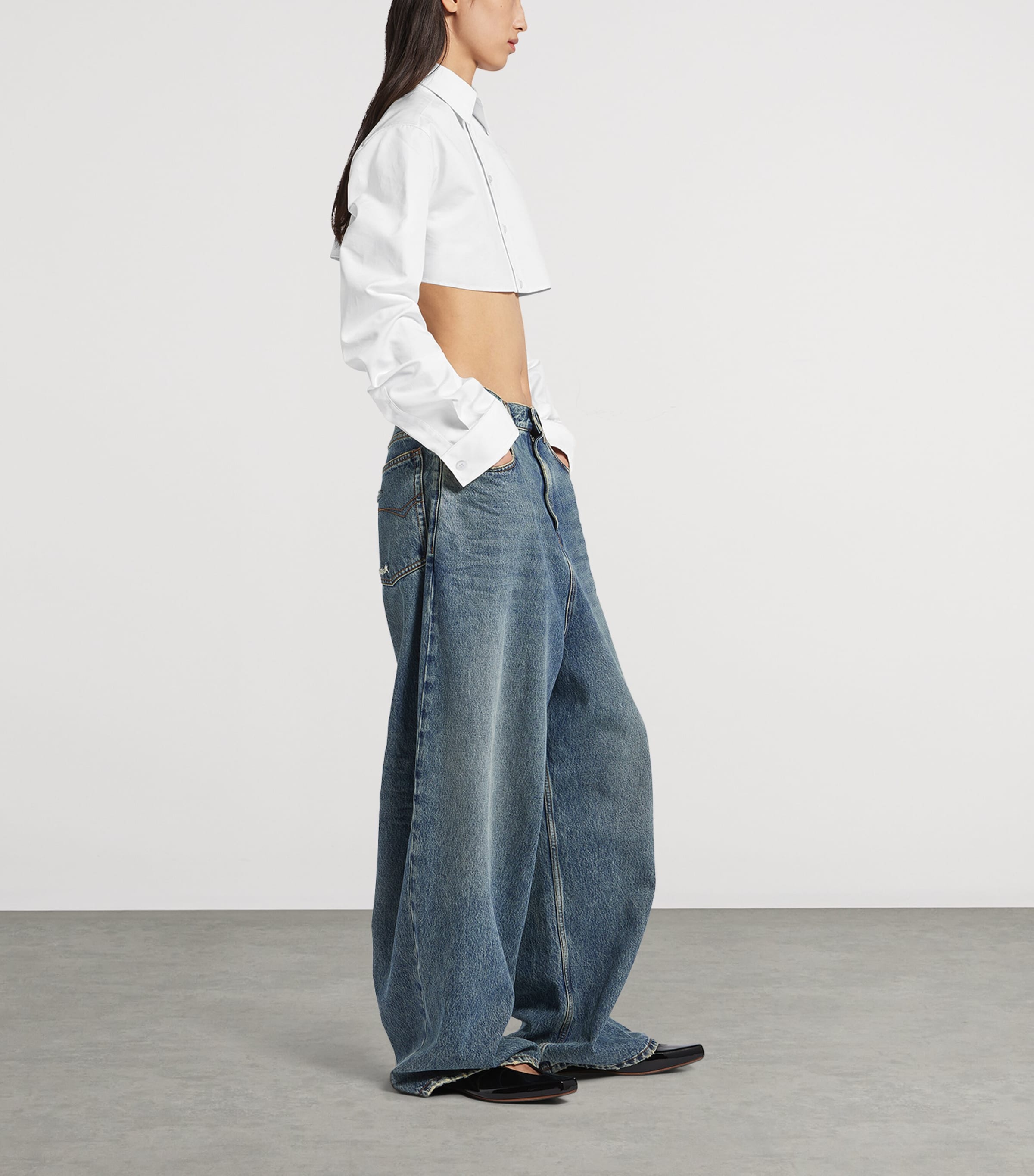 Balenciaga Womens Cotton-Silk Cropped Shirt Image 4