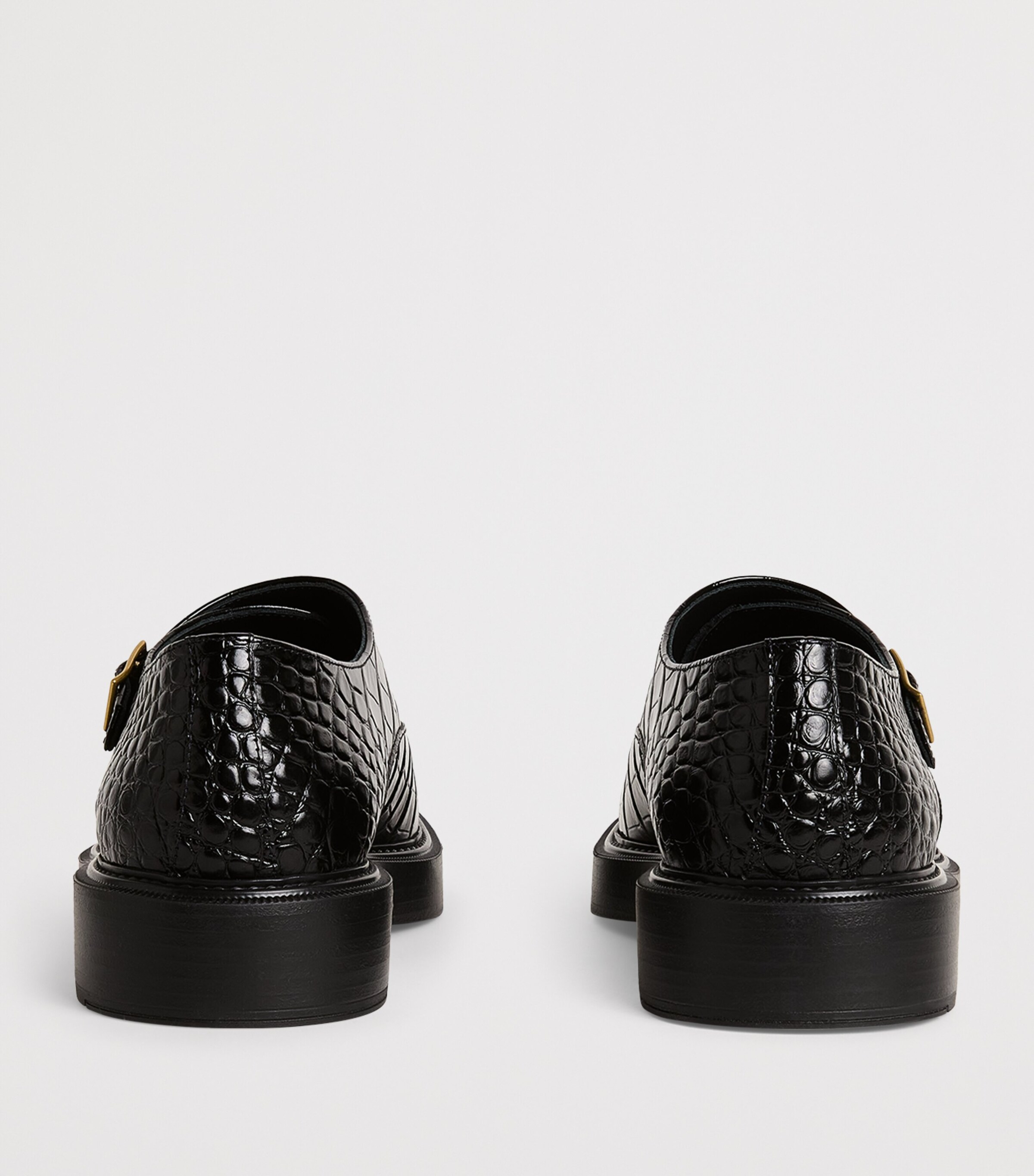 Croc-Embossed Leather Monk Shoes UC001 Image 4