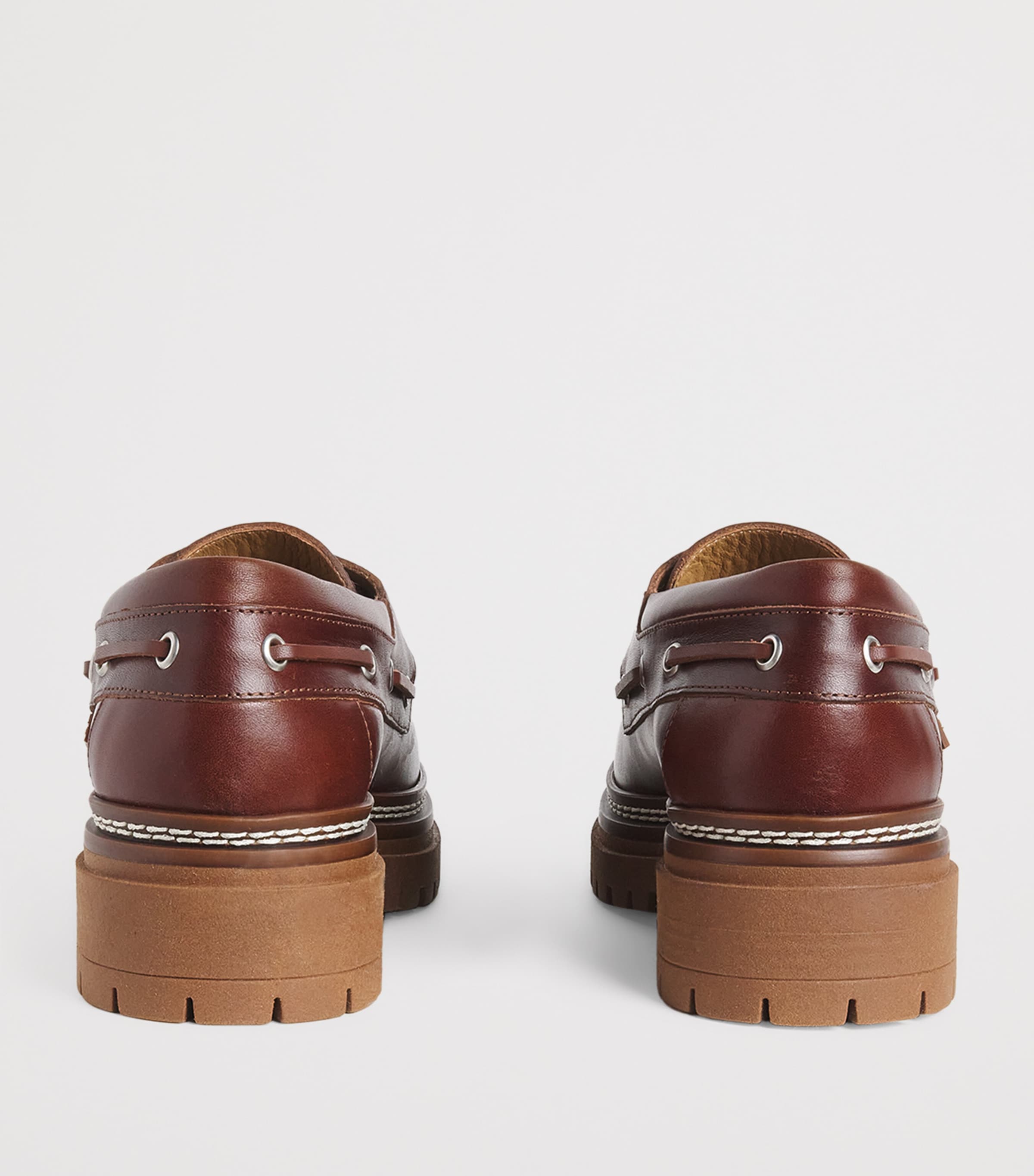Leather Heeled Boat Shoes TOBACCO Image 4