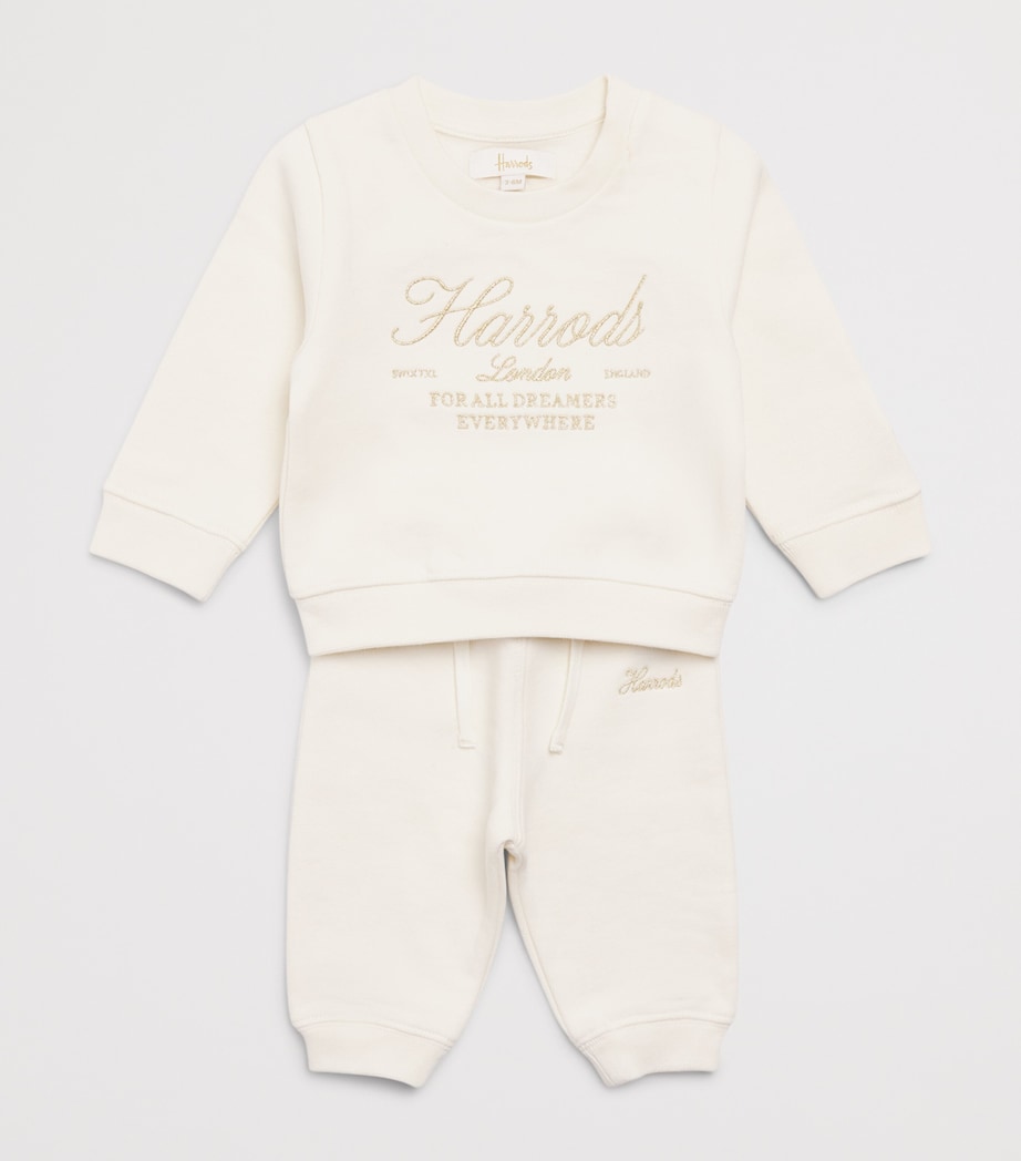 Harrods Cotton Sweatpants (0-18 Months) Ivory Image 3