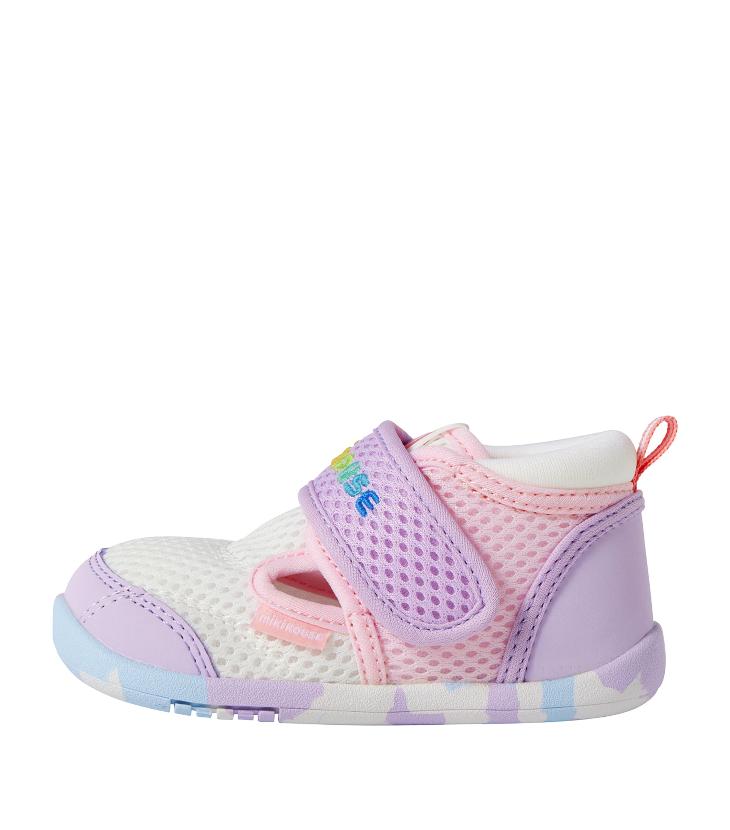 Miki House Mesh Double Russell Neon First Shoes In Purple
